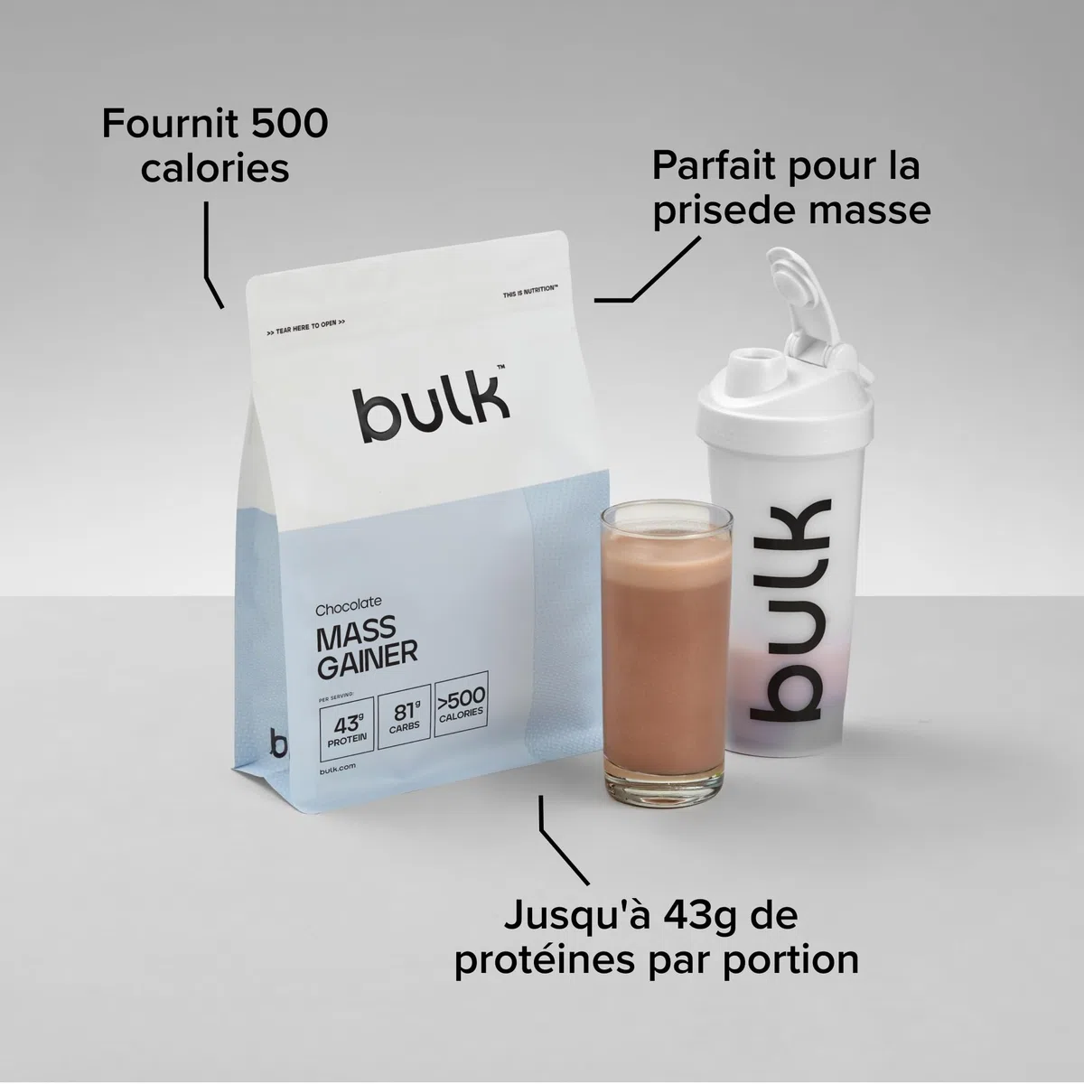 Bulk Gainer Complet | Vanille | 6 portions | 42g de protéines par portion | 84g glucides | 500 kcal par portion | Gainer hypercalorique | Soutient croissance et maintien musculaires | 1kg