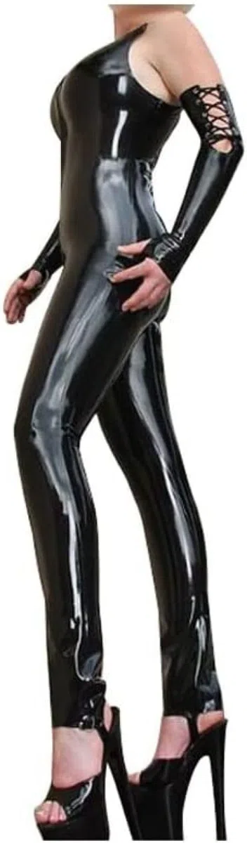 Combinaison Catsuit En Latex Pour Femmes, Costume Fétichiste Noir Sexy Avec Fermeture Éclair Sur Le Devant Sous L'entrejambe Pour Adulte, Combinaison Plus,Personnaliser,L