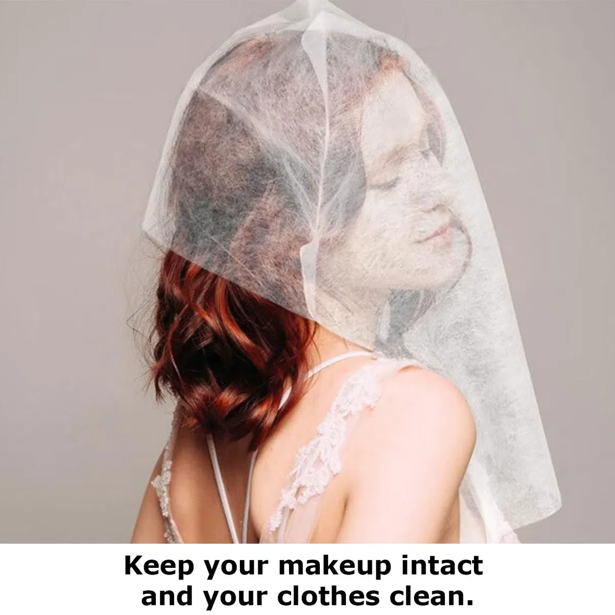 50 Pièces Capuchons de Protection pour Maquillage, Couvre-Visage Jetables en Non-Tissé, Masques de Protection Maquillage, Cagoules Ajustées Respirantes pour Femmes, Dressing, Voyages, Mariage
