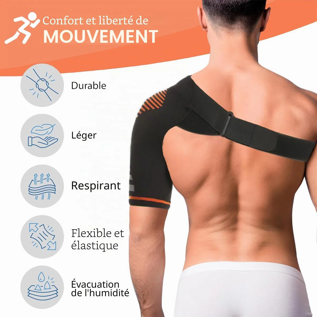 Jorun Epauliere Tendinite Epaule pour Hommes & Femme - Réglable Attelle Epaule pour Tendinite Epaule,Luxation et Blessure Articulaire(Couleur Orange,L/XL)