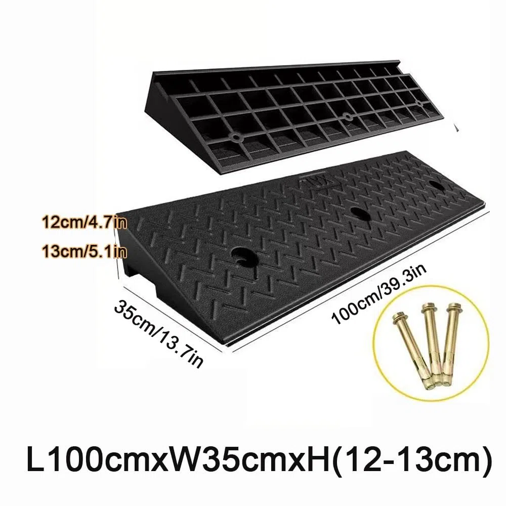 Rampe Allée en Caoutchouc Rampe De Bordure Antidérapante Rampes De Trottoir 6cm 8cm 10cm 12cm Hauteur Rampes D'accès, Charge Lourde Rampe De Chargement(100x35x12cm/39.3x13.7x4.7in)