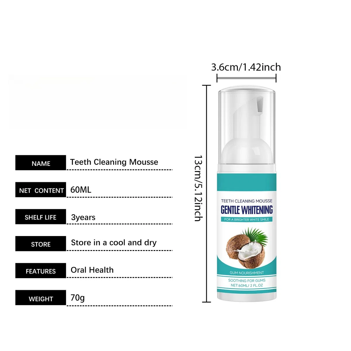 Mousse Douce For Blanchir Les Dents – Élimination Quotidienne Des Taches, Soins Bucco-dentaires For Une Haleine Fraîche, Application Facile Au Pinceau(3pcs)