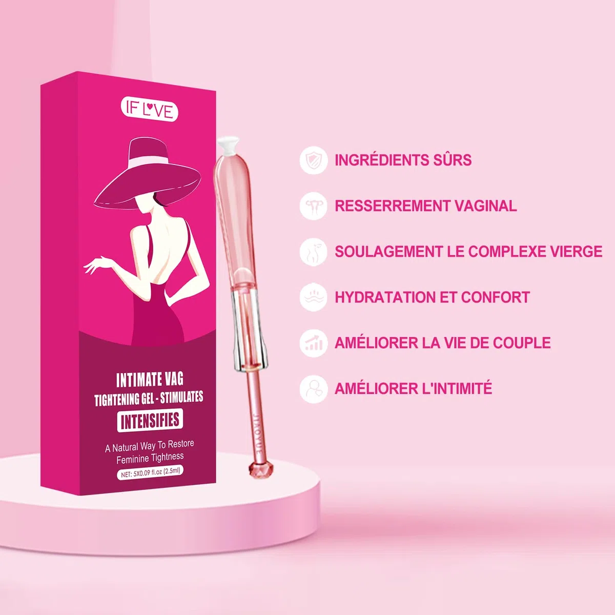 Gel raffermissant intime - Un gel raffermissant intime naturellement formulé qui améliore l'élasticité du vagin et restaure le confort et la fermeté de la zone intime - 5PCS