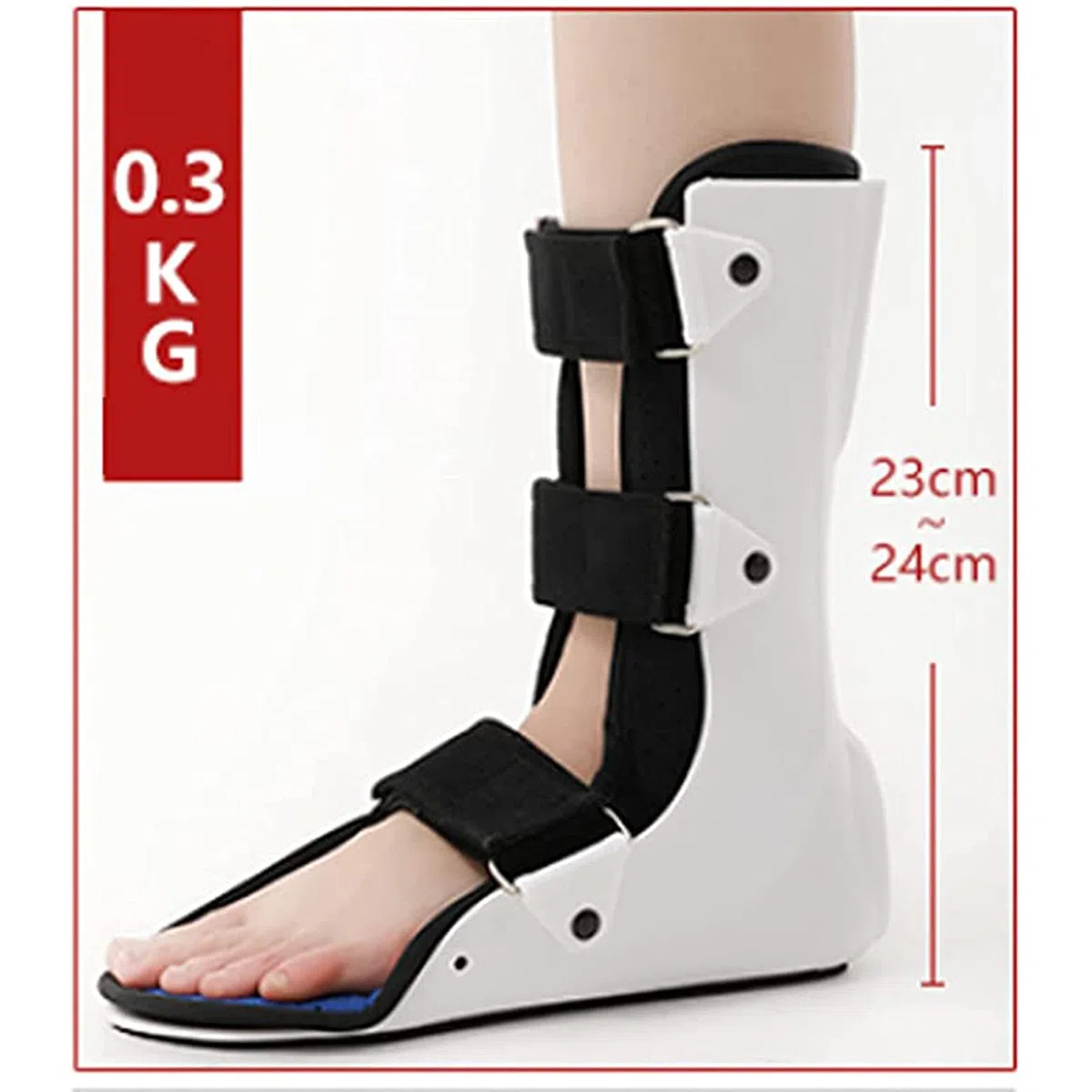 Orthèse de pied réglable avec semelle antidérapante, cheville fixe, pâte magique, doublure respirante et amovible pour entorses et fractures de cheville, Left-Large