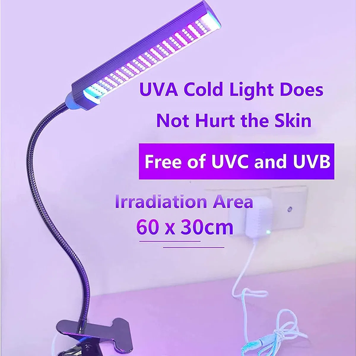 Lampe De Bronzage UVA, Lampe De Bronzage Faciale Réglable avec Base À Clipser Et Conception De Synchronisation, Lampe de Bronzage LED pour Le Visage du Corps du Visage