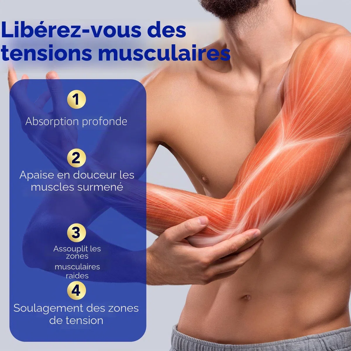 Crème de neuropathie pour inconfort musculaire et articulaire, gel apaisant à base de plantes à l'arnica et à la lavande pour un soulagement ciblé des pieds, des mains, des jambes et du dos, 120 g
