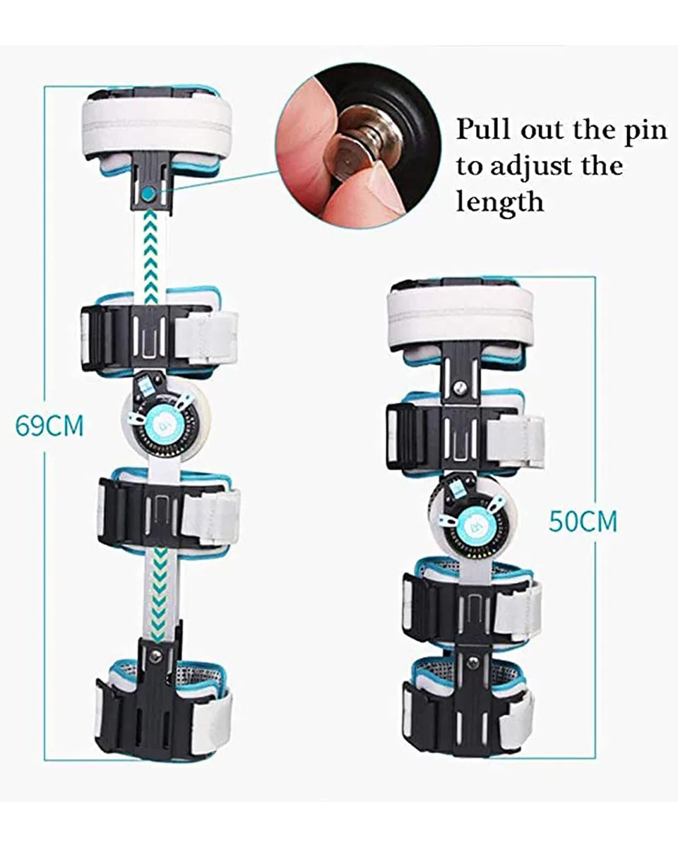 Orthèse de Genou réglable Support de Genou articulé Attelle Arthrite/Ligament Blessure Fixation Support Stabilisateur de Jambe pour Hommes et Femmes