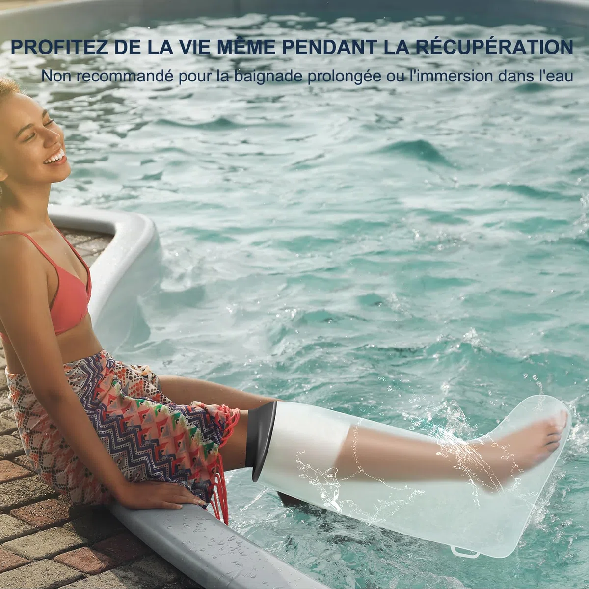 Protection de douche étanche pour la douche et le bain,100% étanche et réutilisable,Protection en plâtre imperméable pour les jambes, doux pour la peau, facile à mettre