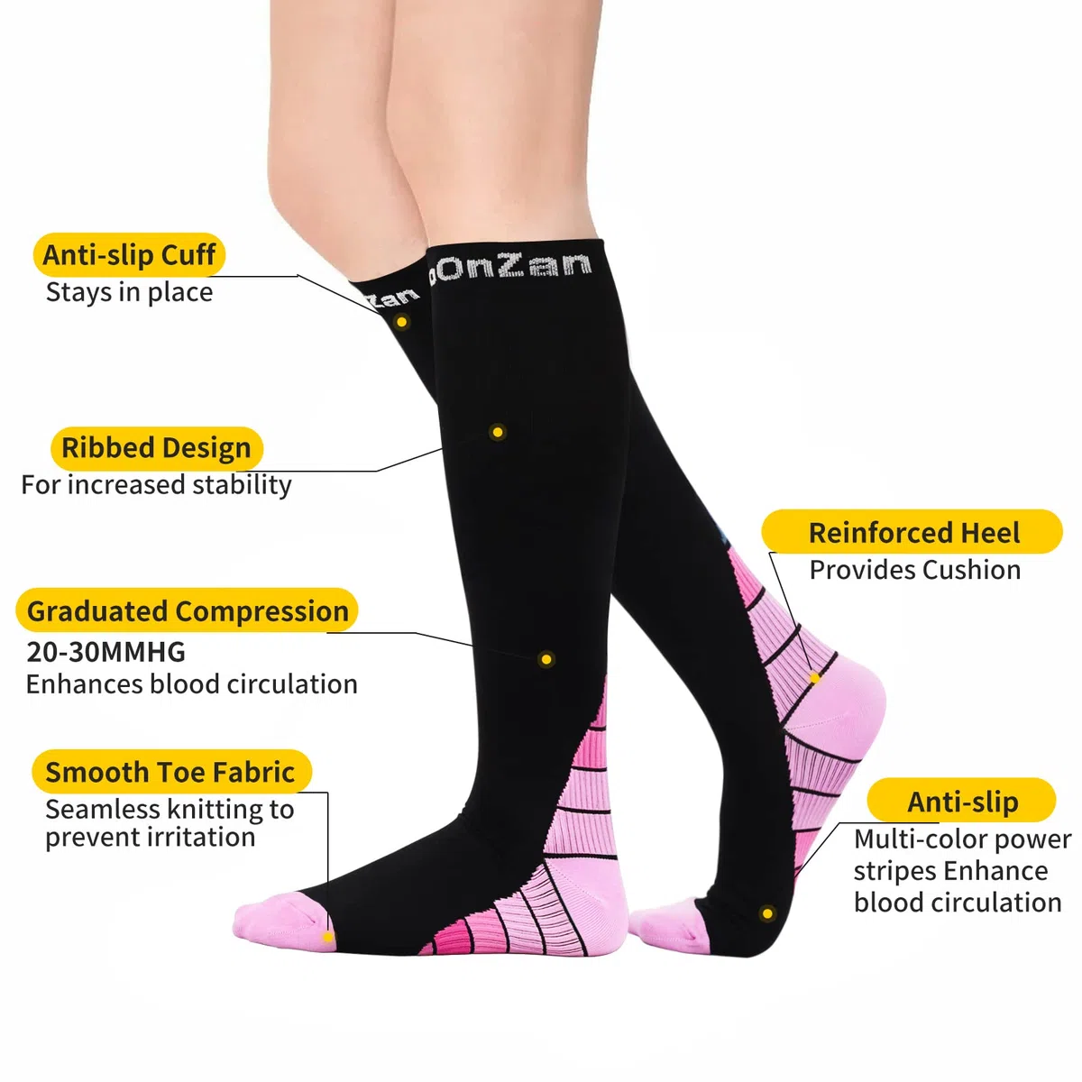 3 Paires Bas de Contention Femme Homme, 20-30mmHg Compression Socks Chaussettes de Contention