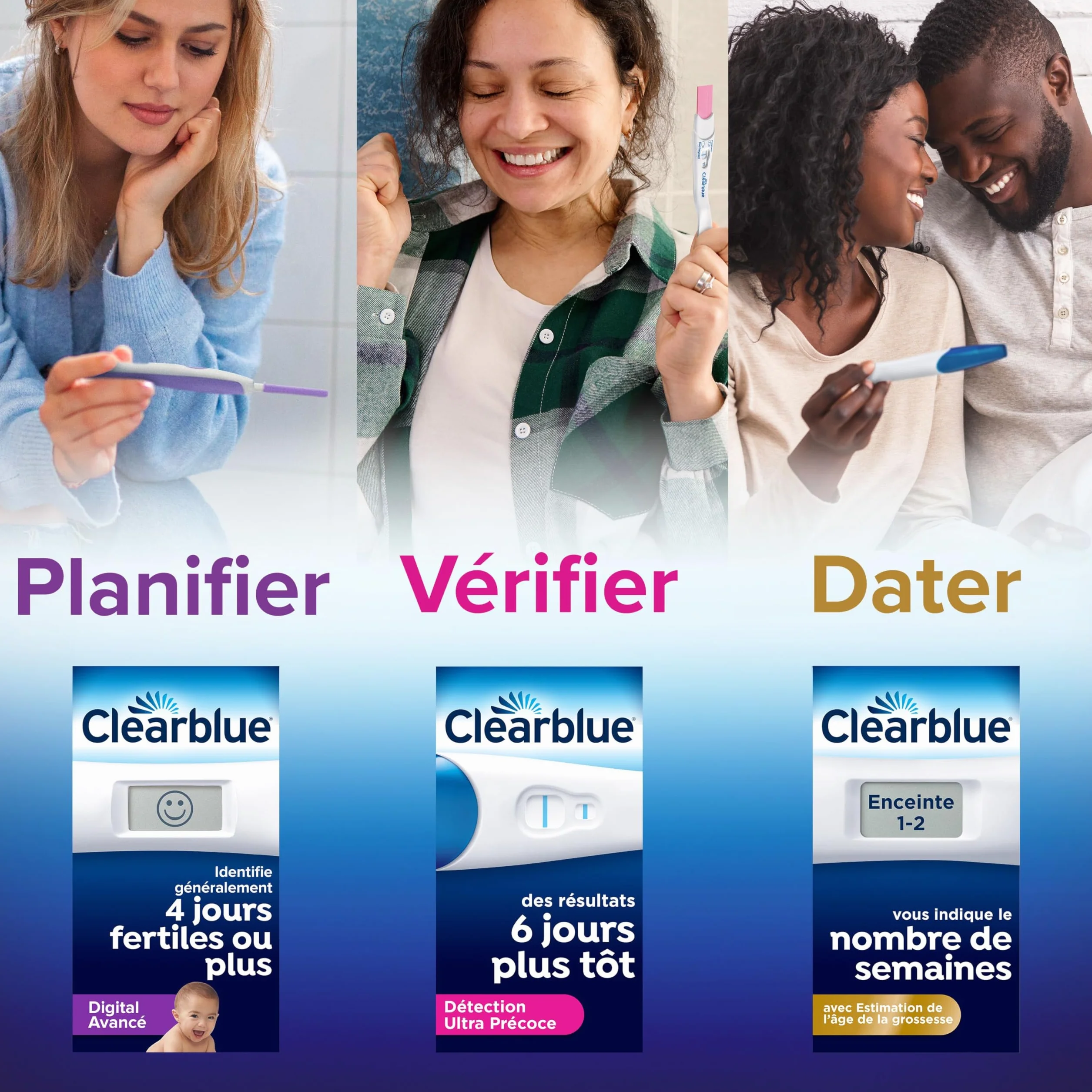 Clearblue Test De Grossesse Digital Avec Estimation De l’Âge De La Grossesse, Le Seul Test Qui Vous Indique Le Nombre De Semaines, 2 Tests Digitaux
