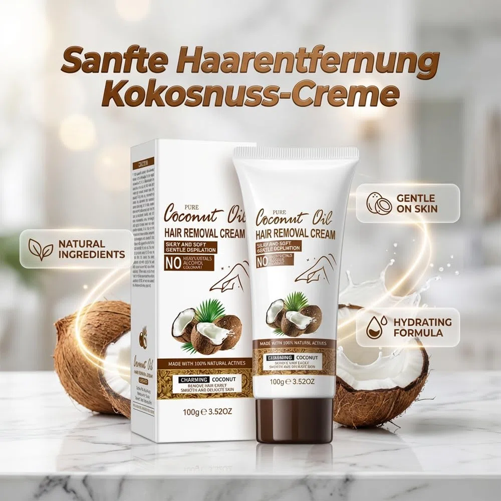 Crème Dépilatoire Intime Corps Jambes, Creme Epilatoire Homme Femme Partie Intime au Huile de Coco, Épilation Douce Sans Douleur, Alternative au Rasoir Intime et Kit Epilation Cire (2 Pcs)
