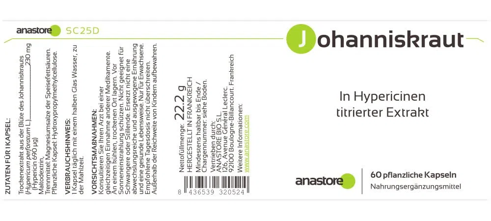 MILLEPERTUIS * 230 mg / 60 gélules * Extrait Titré en Hypéricine * Cerveau, Digestion (troubles gastro-intestinaux), Équilibre émotionnel * Fabriqué en France