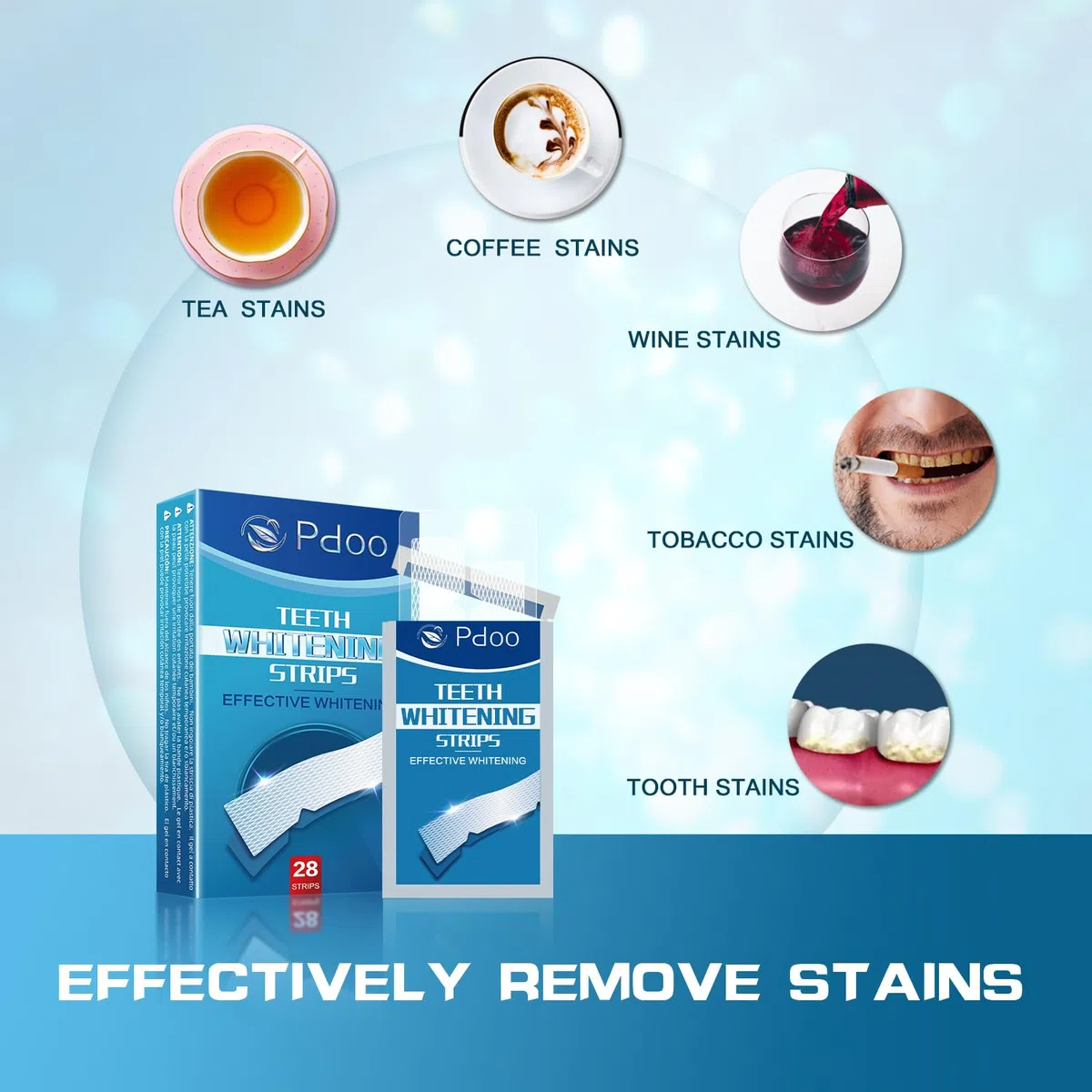 Bande Blanchiment Dentaire 28 Bandes - Blanchiment Dentaire sans Peroxyde - sans Sensibilité - Whitening Strips Efficace, Élimine Taches Café/Thé/Vin, Bandes Blanchissantes Dents 14 Treatments