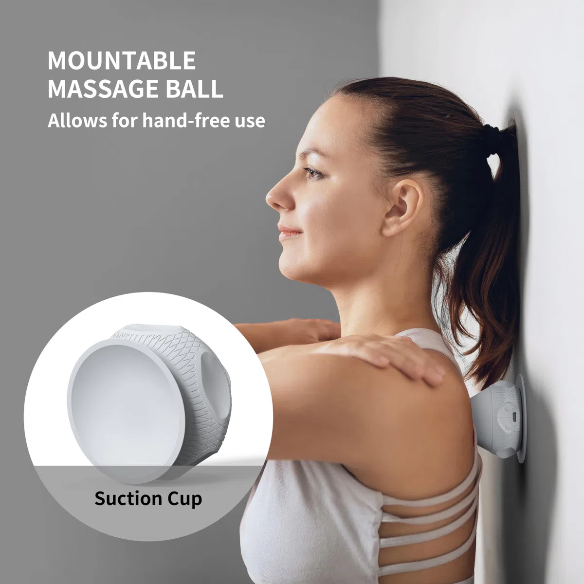 PROIRON Boules de massage avec ventouse,Soulage l'épaule, les Bras, le Dos, l'abdomen, les Jambes, les Mollets, la Tension des Pieds ou des Muscles,gris(Vibration + Chauffage)