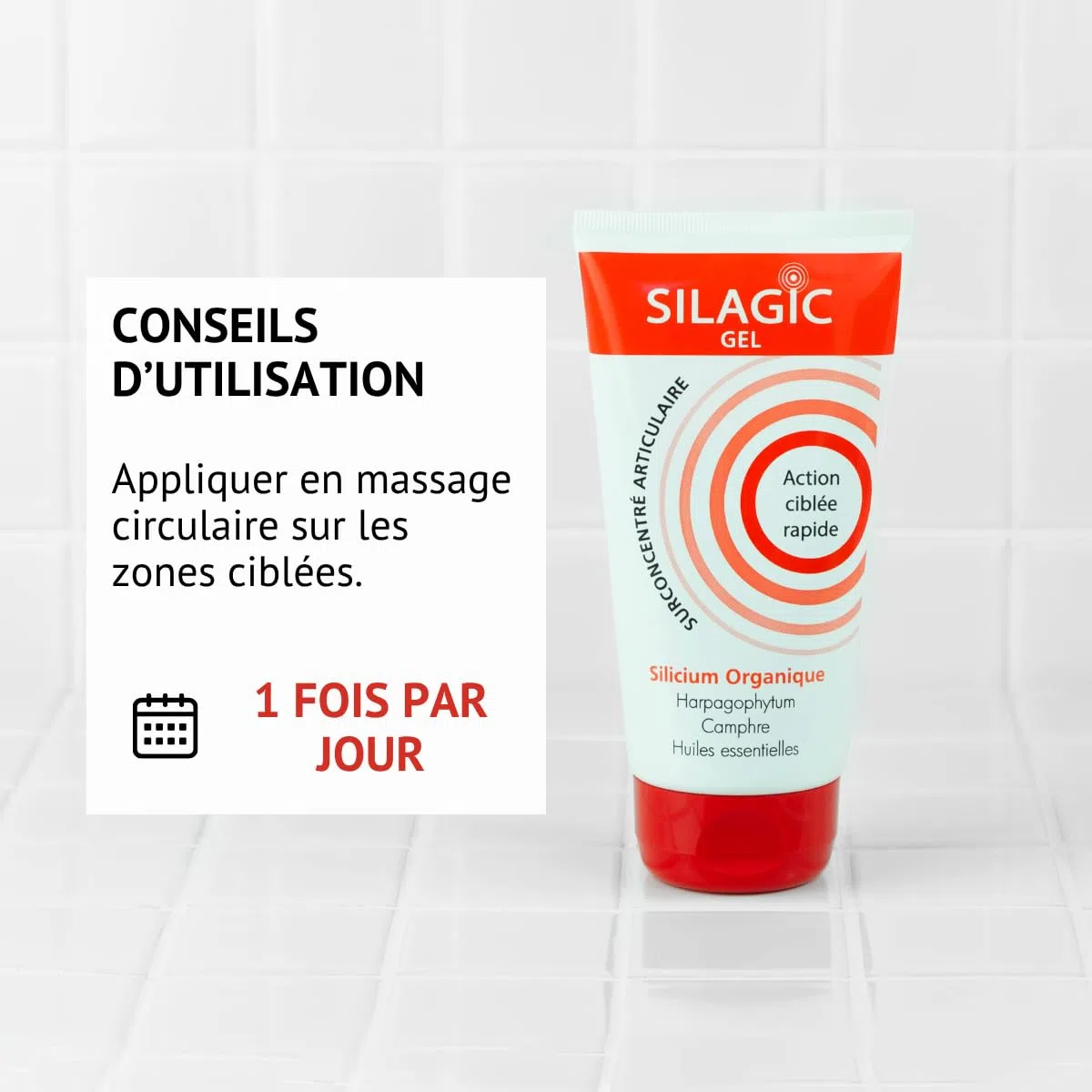 SILAGIC - Gel de Massage Chauffant Articulations & Muscles - Soulage Tensions & Raideurs - Silicium, Harpagophytum, Camphre & Huiles Essentielles - Fabriqué en France - 150 ml