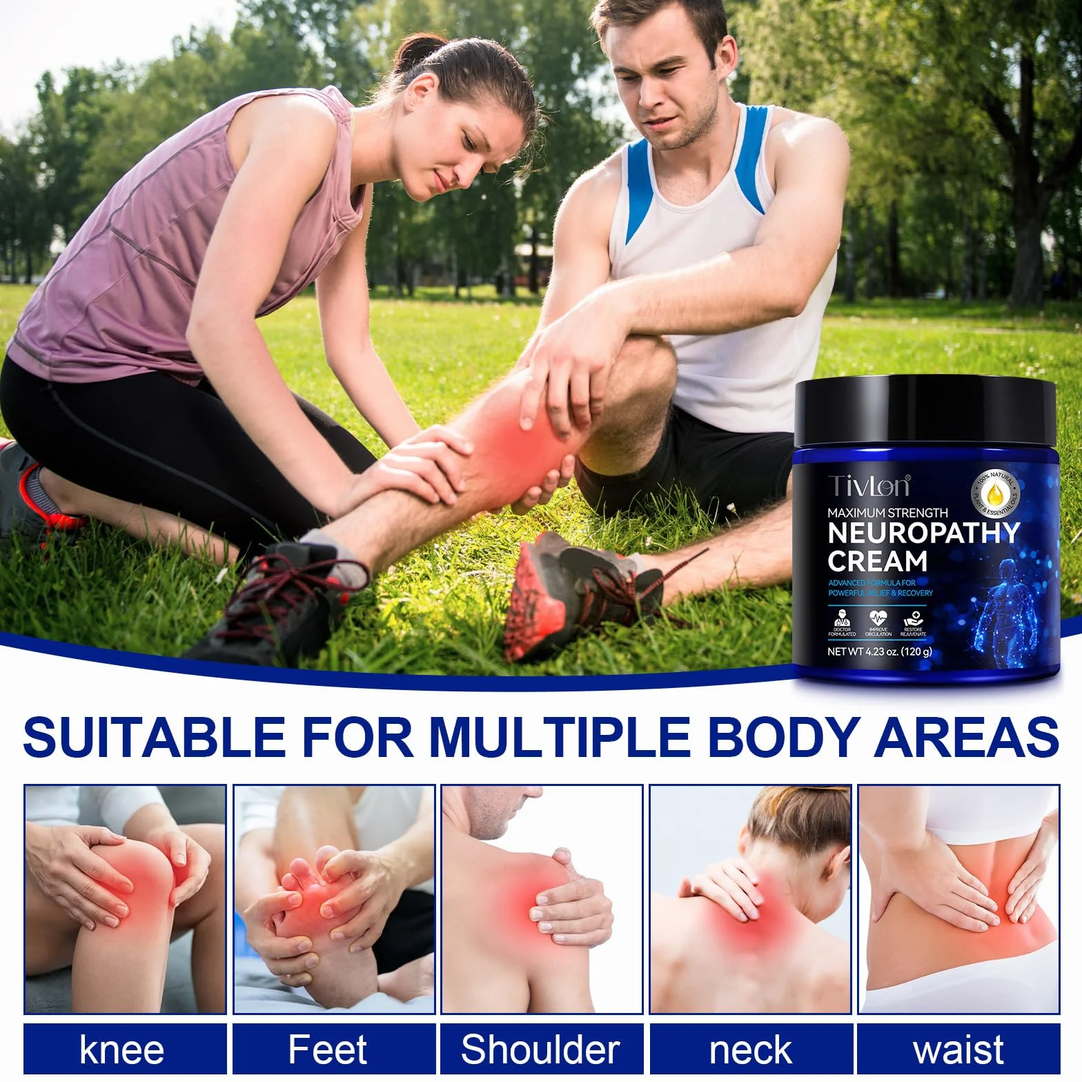 Crème De Soulagement De La Neuropathie Force Supplémentaire Pour Les Pieds, Les Jambes, Les Mains, Les Orteils Avec Le Curcuma Naturel, Le Gingembre - Inconfort Musculaire Et Articulaire, Massage