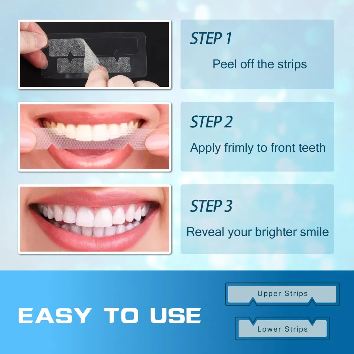 Bande Blanchiment Dentaire 28 Bandes - Blanchiment Dentaire sans Peroxyde - sans Sensibilité - Whitening Strips Efficace, Élimine Taches Café/Thé/Vin, Bandes Blanchissantes Dents 14 Treatments