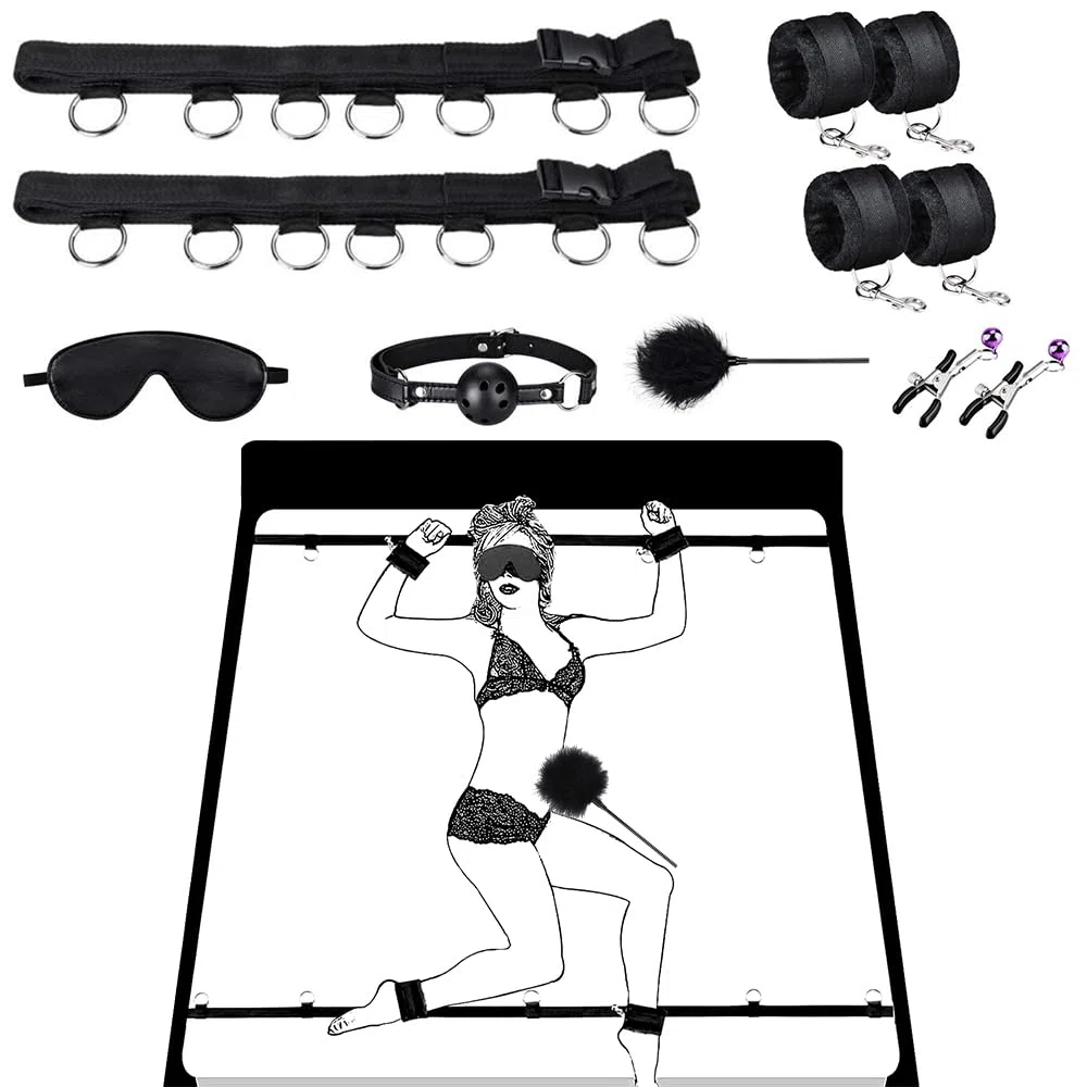 8 Pièces SM Kits de Bondage, BDSM Bondage Kit pour les Couples, SM Erotiques Menottes Sex, Retenue et Bondage, Fouet Sexy érotique, BDSM Ensemble Jeux Sexuelle Adulte Couple pour Les Débutants