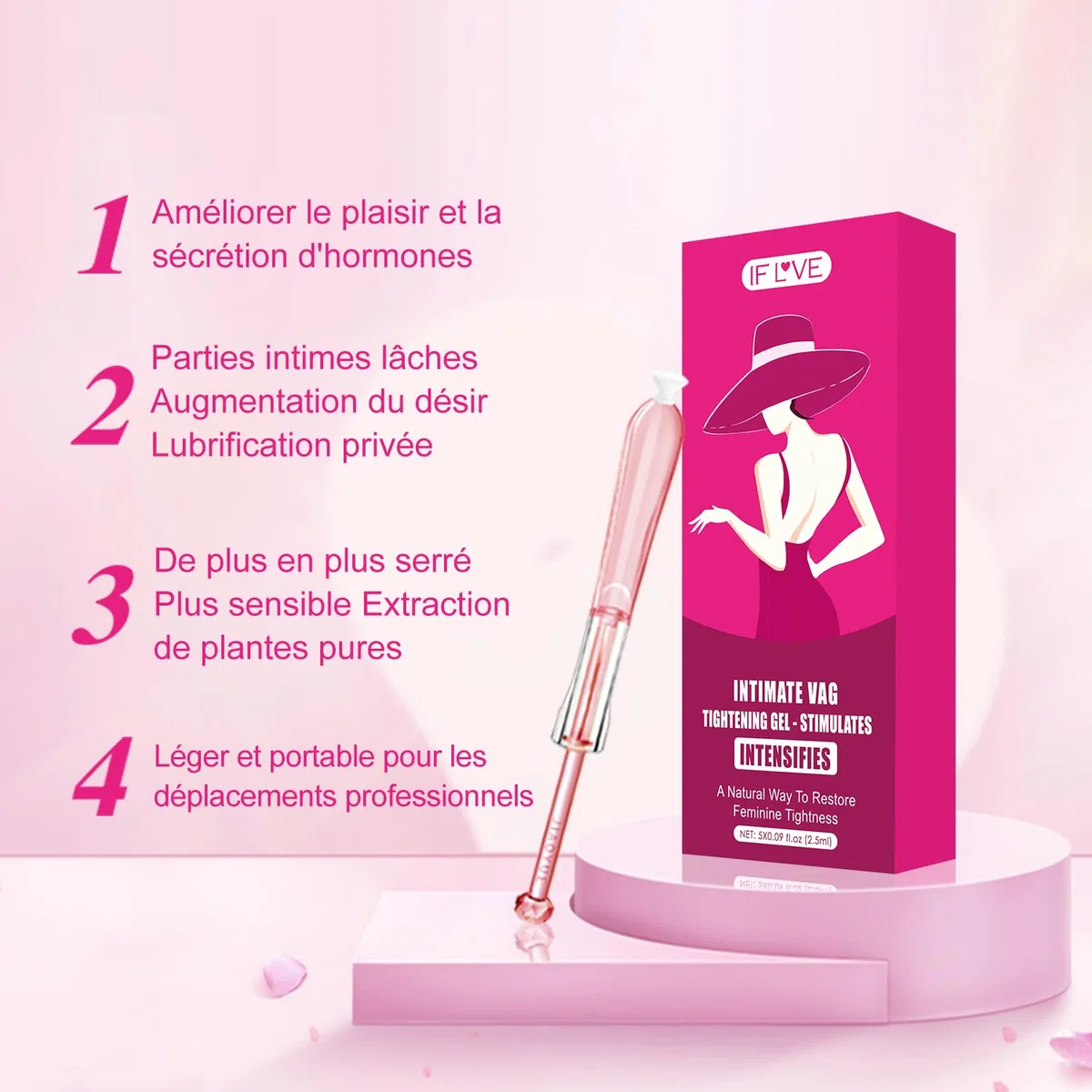 Gel raffermissant intime - Un gel raffermissant intime naturellement formulé qui améliore l'élasticité du vagin et restaure le confort et la fermeté de la zone intime - 5PCS