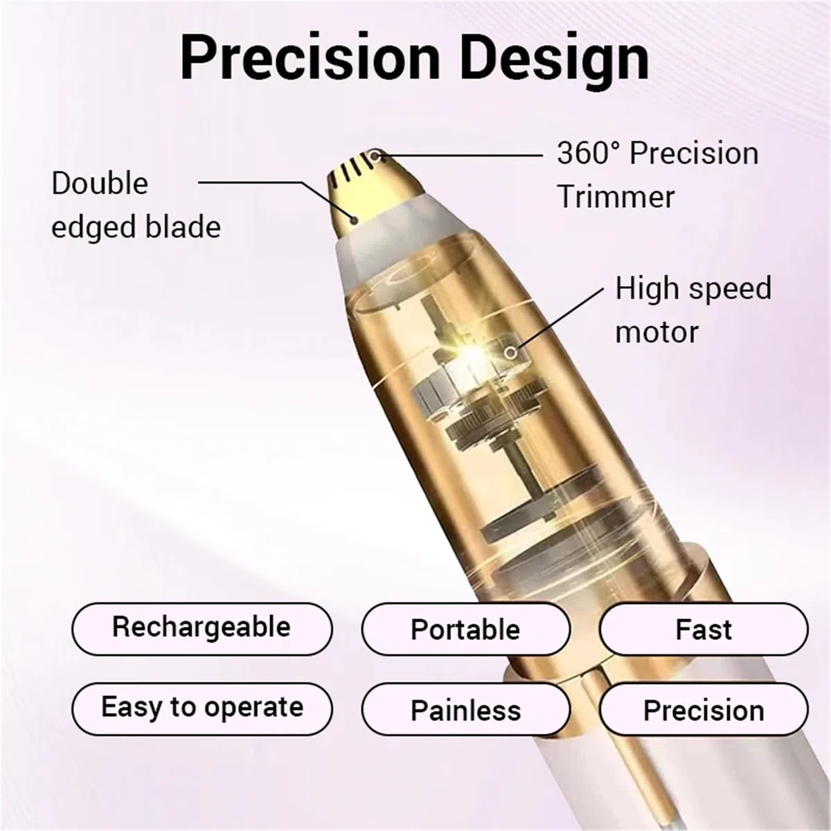 Tondeuse électrique USB pour épilation des sourcils - Rasoir indolore pour épilation du visage - Blanc