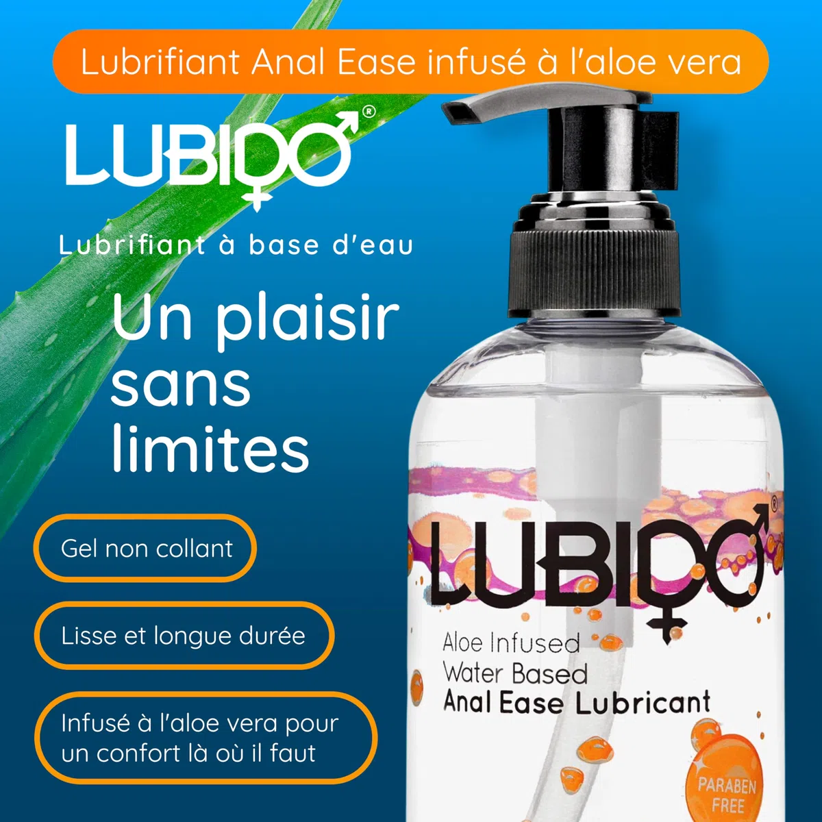 Lubido Gel Lubrifiant Anal à l’Aloe Vera à Base d’Eau - 250 ml