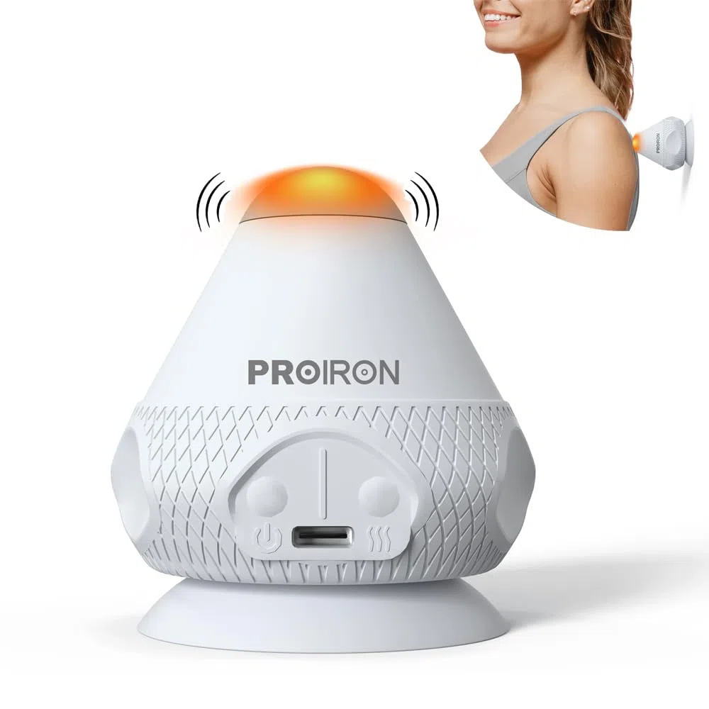 PROIRON Boules de massage avec ventouse,Soulage l'épaule, les Bras, le Dos, l'abdomen, les Jambes, les Mollets, la Tension des Pieds ou des Muscles,gris(Vibration + Chauffage)
