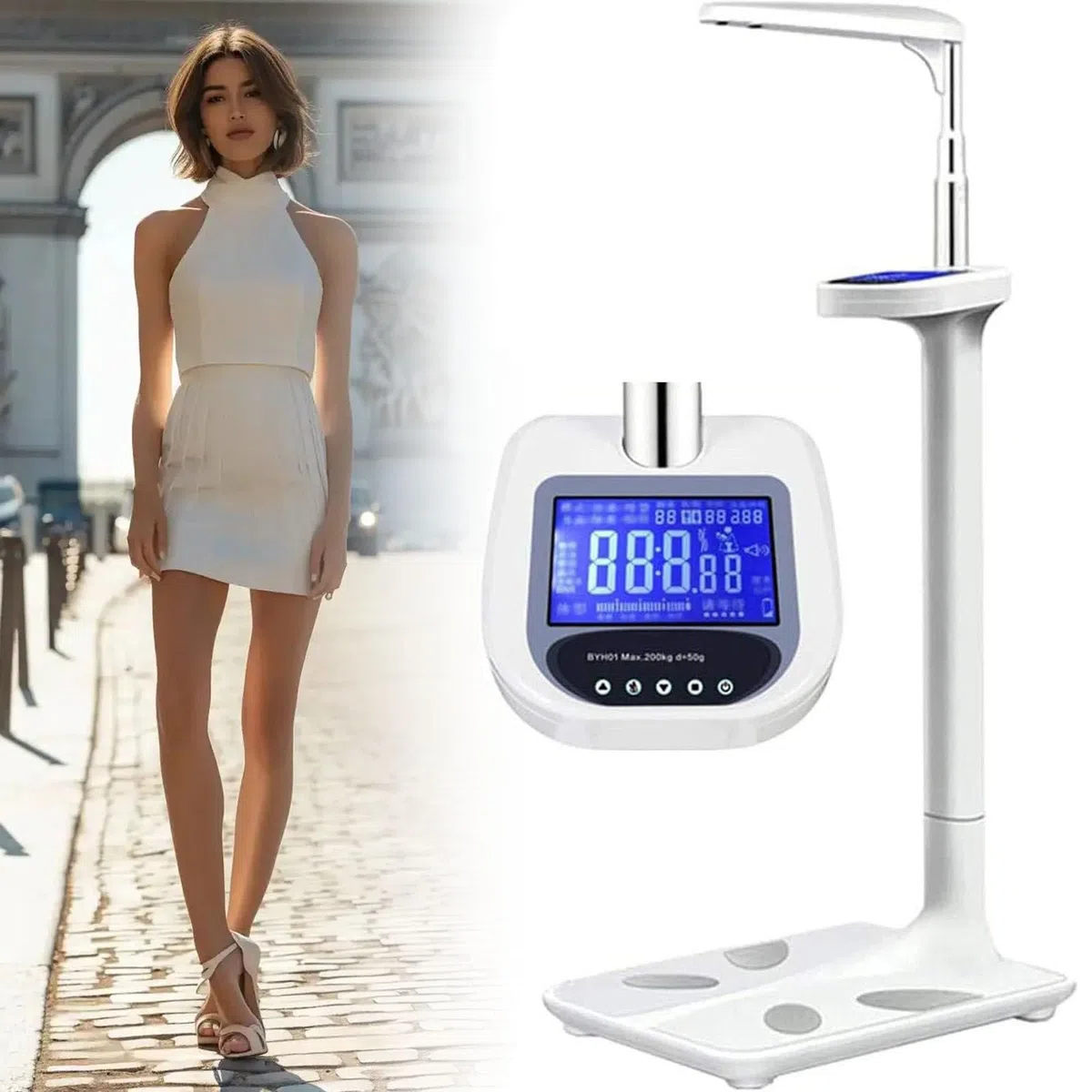 Balance médicale numérique, balance professionnelle pour médecin, balance de taille et de poids à ultrasons avec écran LCD, instrument de mesure automatique de la graisse corporelle
