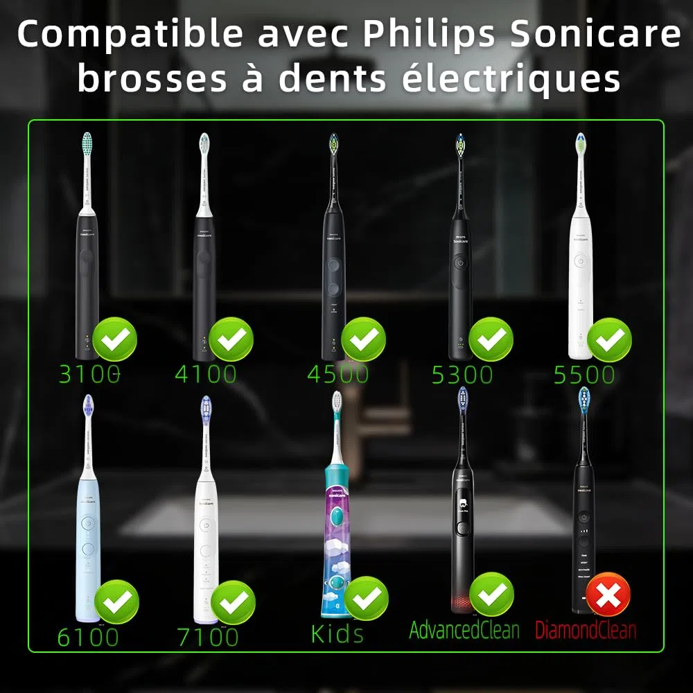 Chargeur Mural Brosse à Dents électrique Compatible avec Philips Sonicare 3100 4100 5300 6100 7100 Station de Charge Prise Adaptateur