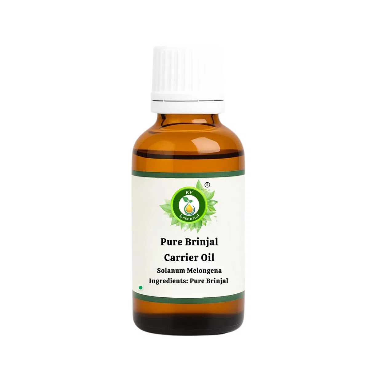 R V Essential Huile de porteur de brinjal pur 50ml (1.69oz) - Solanum Melongena (100% pur et naturelle pressée à froid) Pure Brinjal Carrier Oil