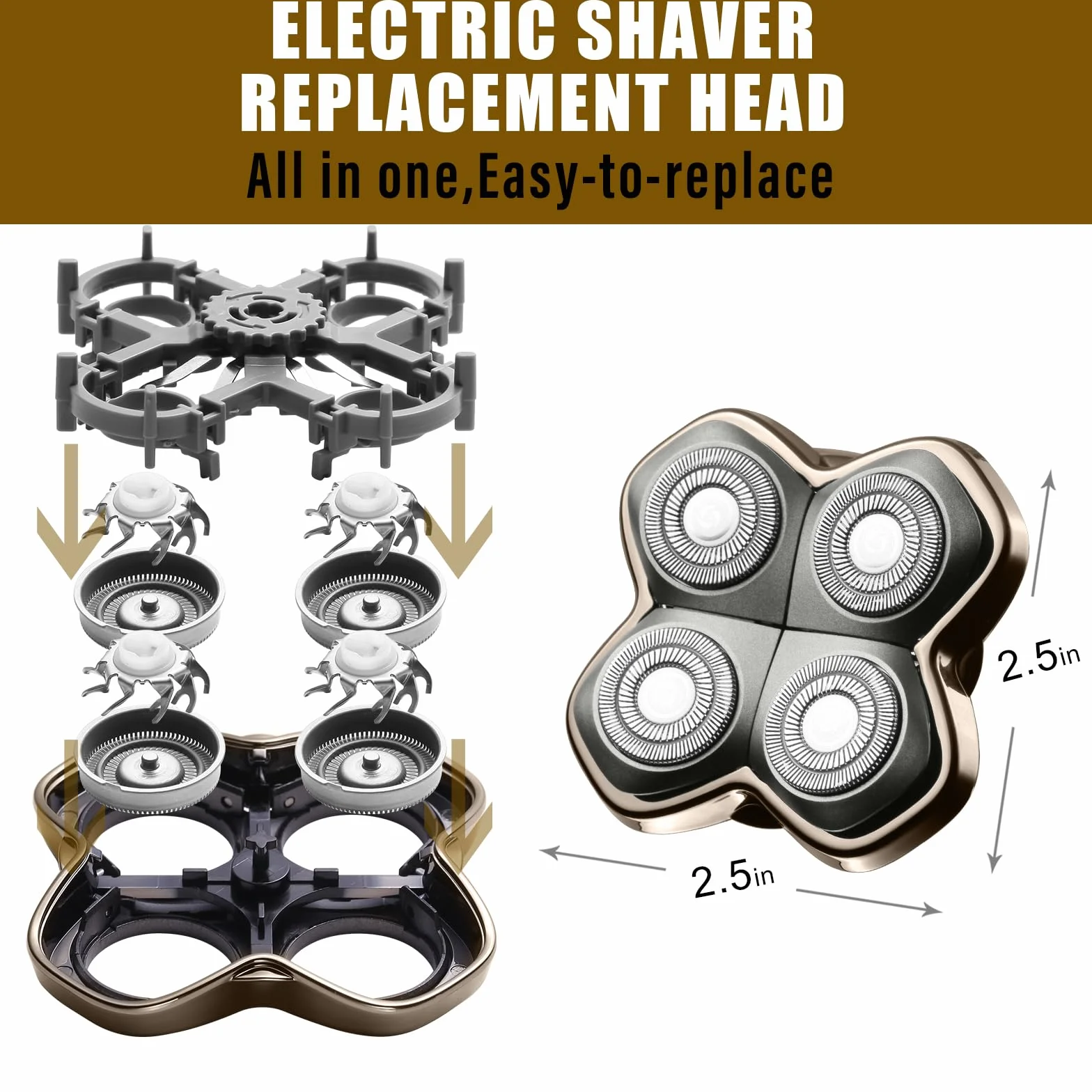 Lame de rechange pour tête de rasoir PRO 4 compatible avec les rasoirs Sk*ll Pitbull, Butterfly Kiss Pro et Palm, lame de rasoir pour rasoirs à tête chauve pour hommes, chambre non incluse (1 Pièce)