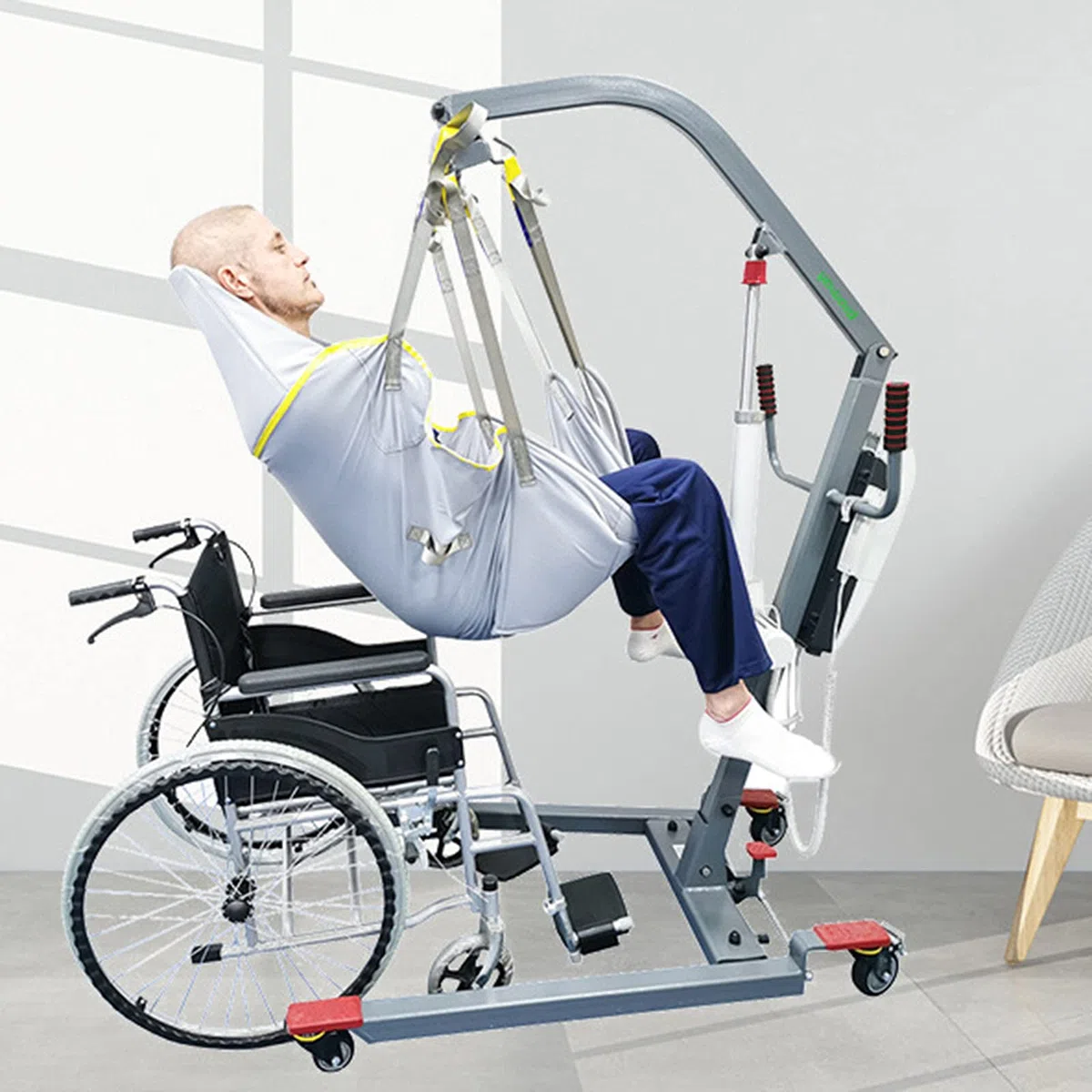 Élingue De Toilette d'ascenseur De Patient pour La Douche À Usage Domestique Ceinture De Transfert Électrique avec Soutien De La Tête,M