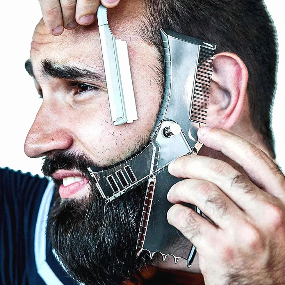 Pochoir de façonnage de barbe pour boucin, moustache, pattes, poils du visage, guide de toilettage pour homme