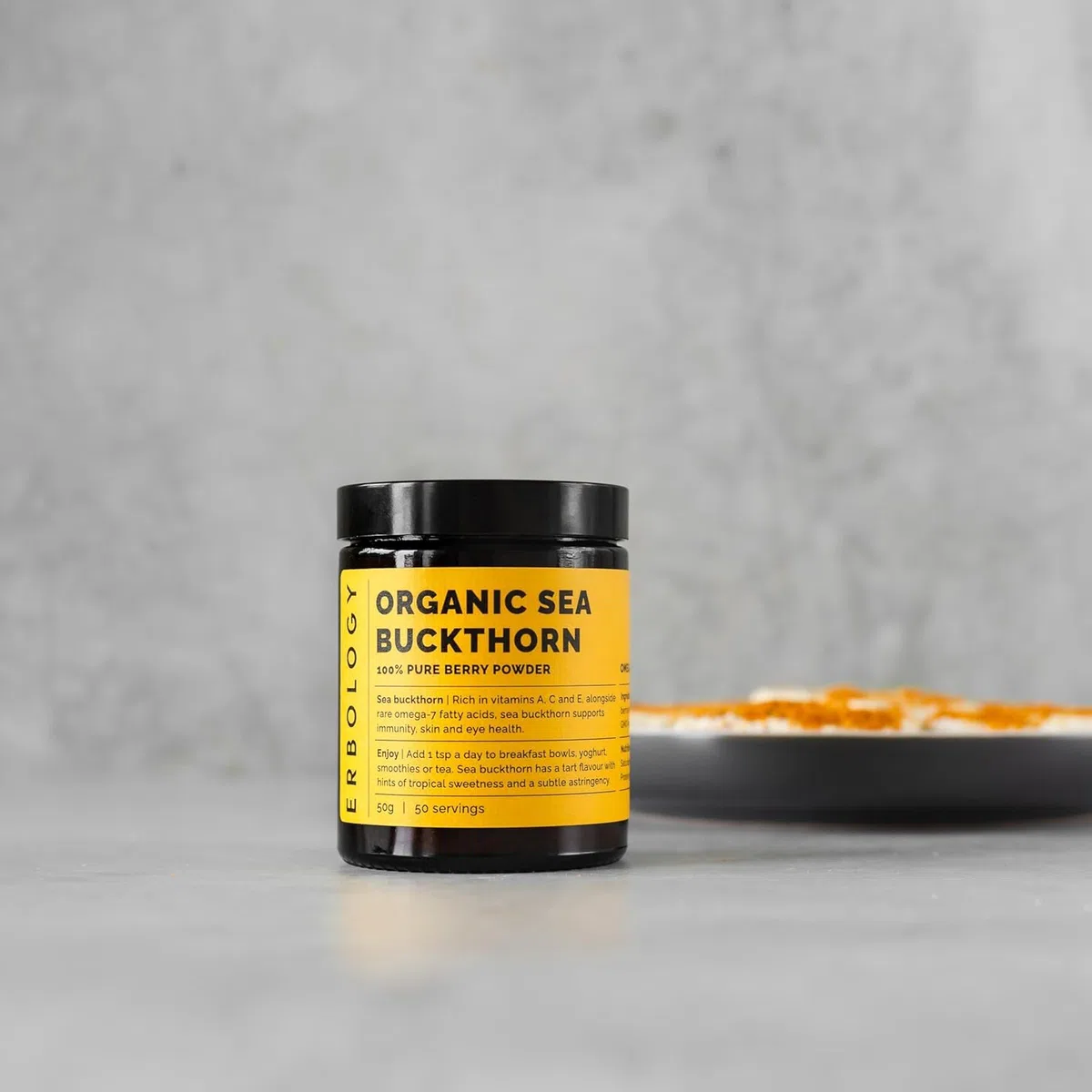 100% Poudre d'Argousier Bio 35 g - Sans Pépins, Plus Précieux - Riche en Oméga-7, Vitamine C et Bêta-carotène - Directement de la Ferme - Crue, Végétalienne et Sans Gluten