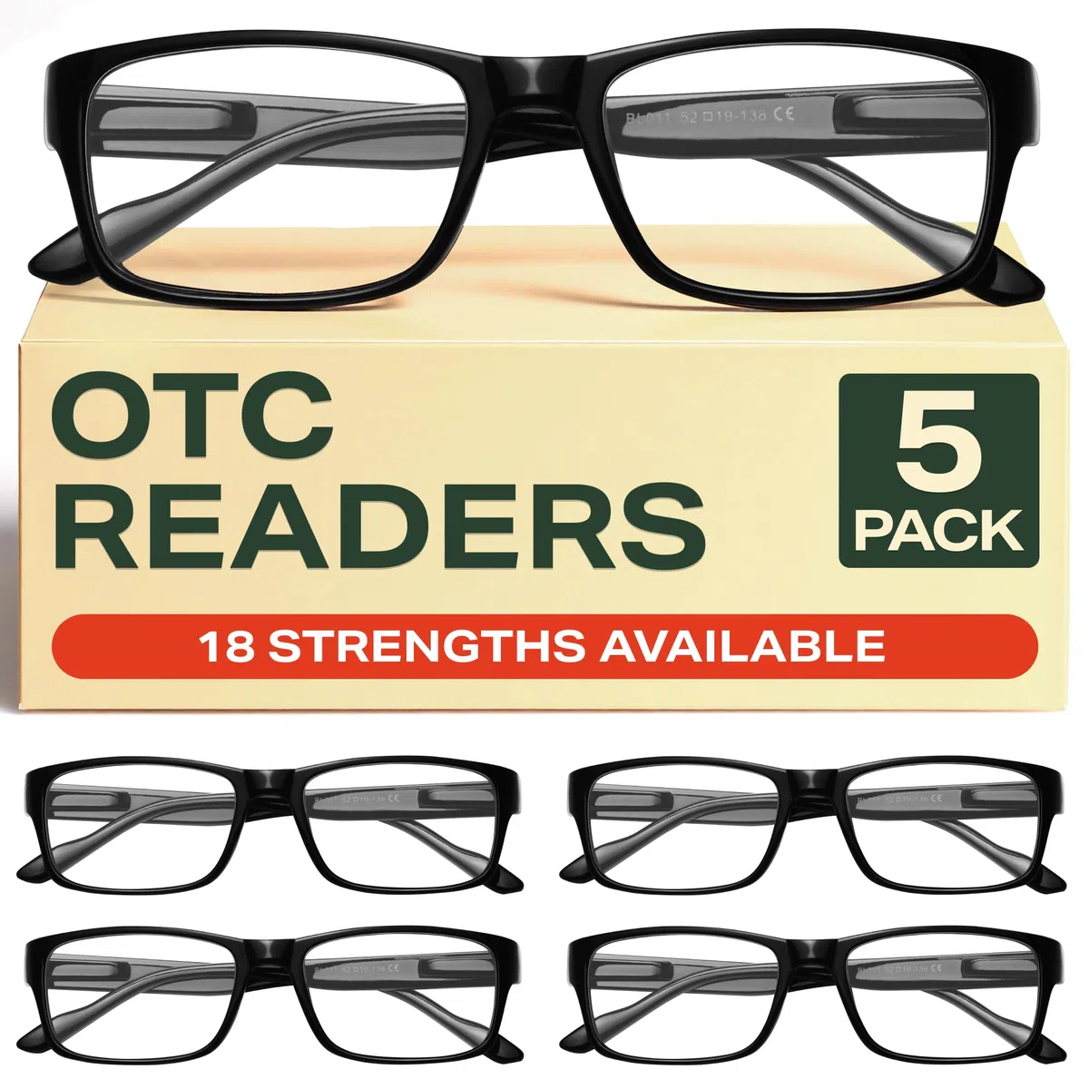 Gaoye Lot de 5 lunettes de lecture pour hommes, lecteurs bloquant la lumière bleue, lunettes de prescription pour hommes, 1,75
