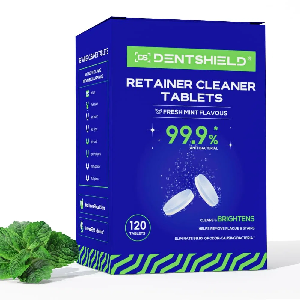 Nettoyant Pastille Appareil Dentaire,120 comprimés 4 mois,Nettoyant Gouttiere Dentaire Arôme de menthe,Pastille Gouttière Dentaire Aide à éliminer les taches,Retainer Cleaning Comprimés