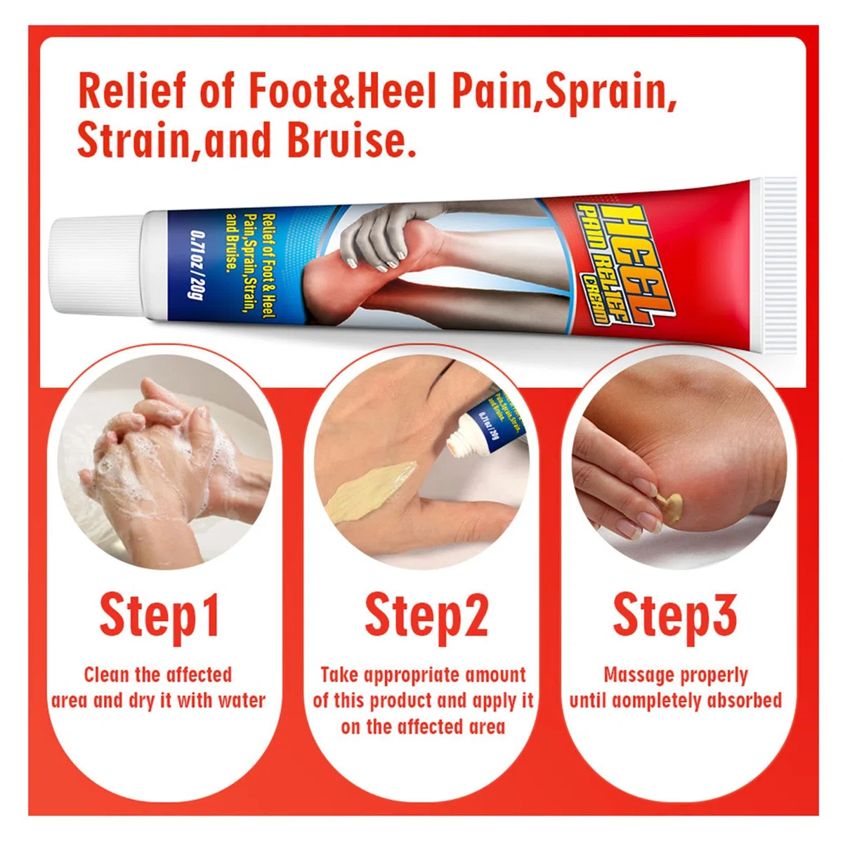 Crème Soulagement de la Douleur au Pied,Pommade Apaisante pour Talons,Crème pour les Pieds,Apaisante pour les Douleurs Musculaires,Heel Pain Ointment,1PC