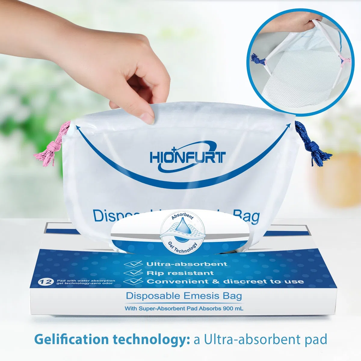 Hionfurt Sacs à Vomi Absorbants Zéro Odeur 26 Packs 900ml, Portables Transformant le Vomi en Gel Anti-Fuite, Anti-Nausées pour Femmes Enceintes, Enfants, Voiture & Mal de Transport