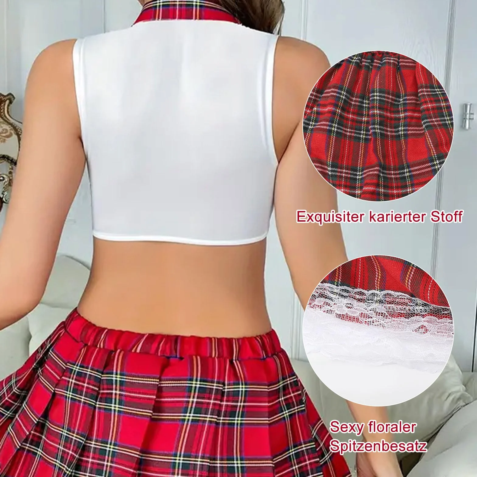 HENGBIRD Tenue Écolière Sexy, Jupe Érotique, Costume Infirmière, Nuisette Lingerie Sexy (M-L)