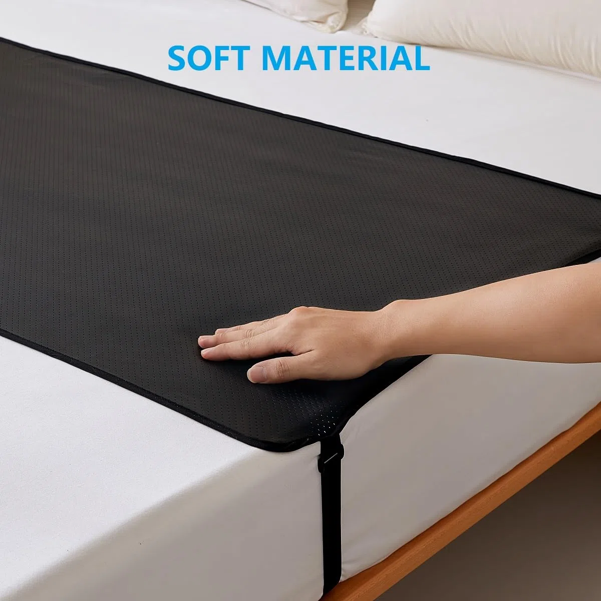 Tapis de terre pour lit, tapis de terre antidérapant en cuir synthétique avec cordon de mise à la terre, noir, très grand lit