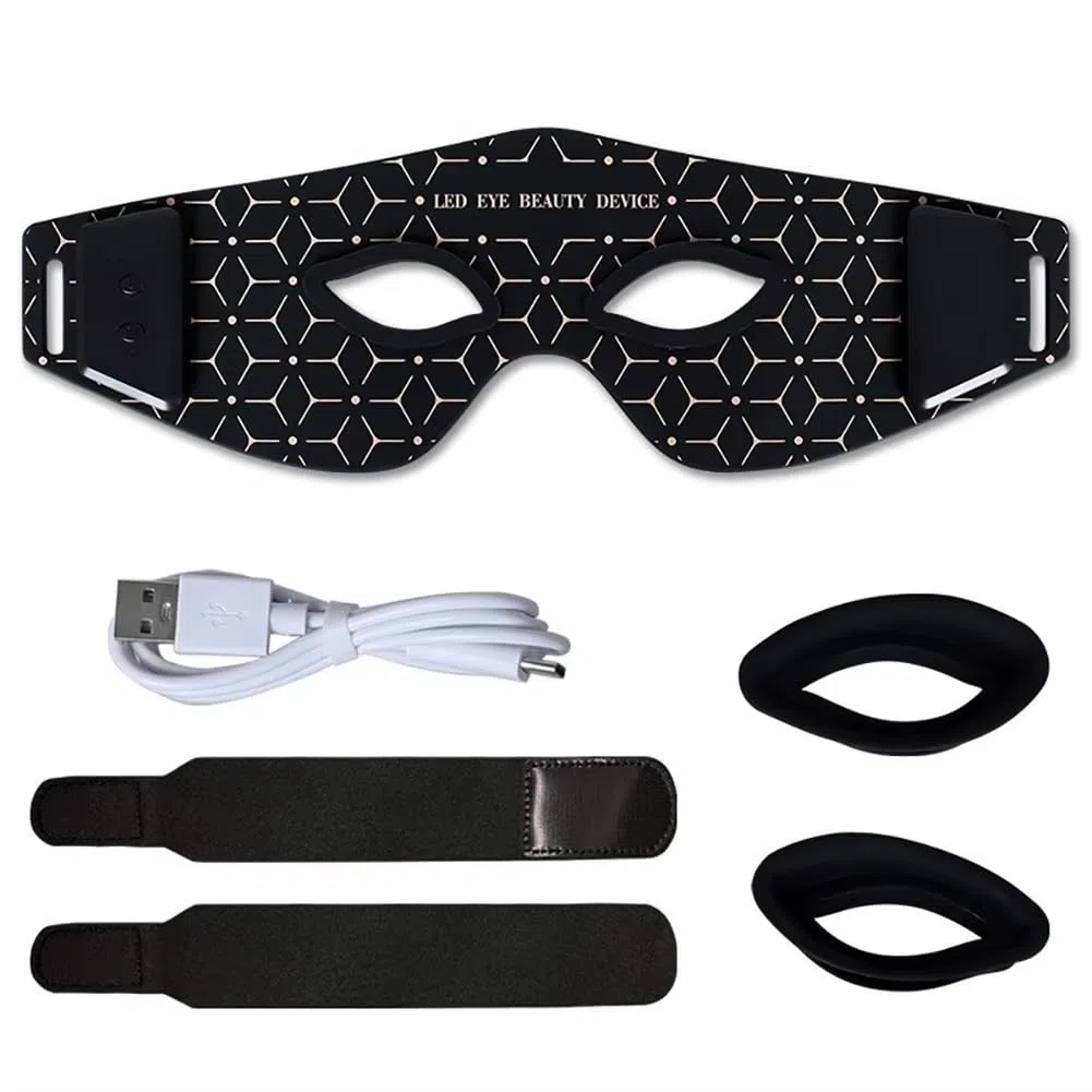 Masque LED pour les yeux thérapie par la lumière rouge,avec 4 réglages de luminosité et 30 ampoules LED,Appareil anti-âge photon 630 nm + 850 nm, Réducteur de rides oculaires