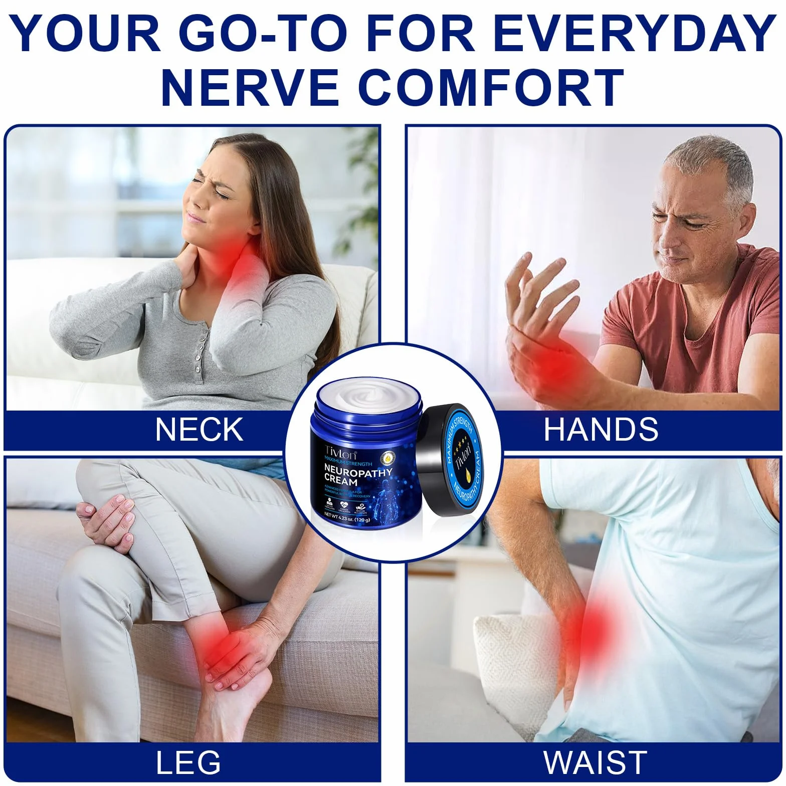 Crème De Soulagement De La Neuropathie Force Supplémentaire Pour Les Pieds, Les Jambes, Les Mains, Les Orteils Avec Le Curcuma Naturel, Le Gingembre - Inconfort Musculaire Et Articulaire, Massage