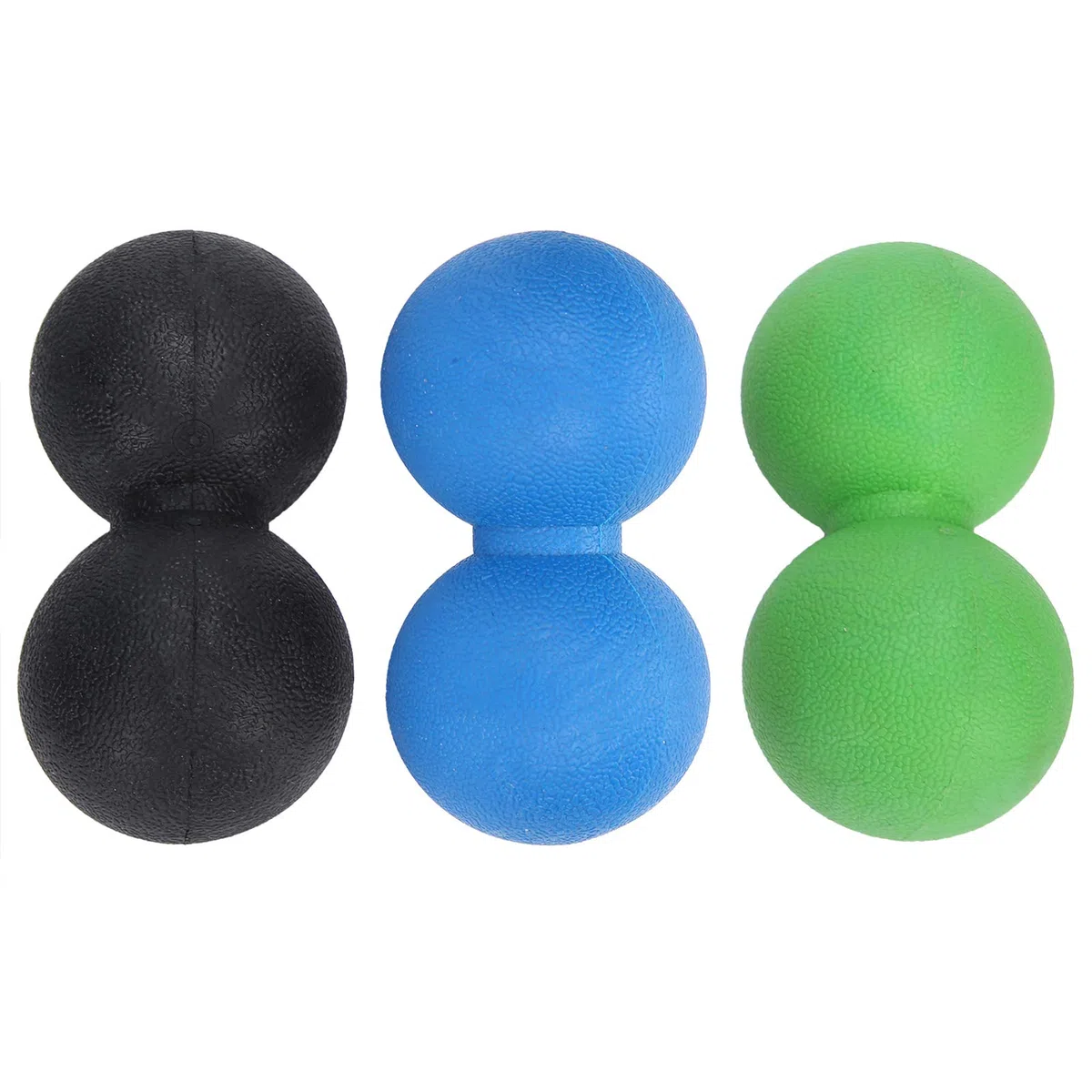 Lot de 3 Balles de Massage de Yoga TPR pour la Relaxation Musculaire et le Soulagement de la Douleur, Outil de Fitness Portable pour les Employés de Bureau et les Athlètes (noir + vert +