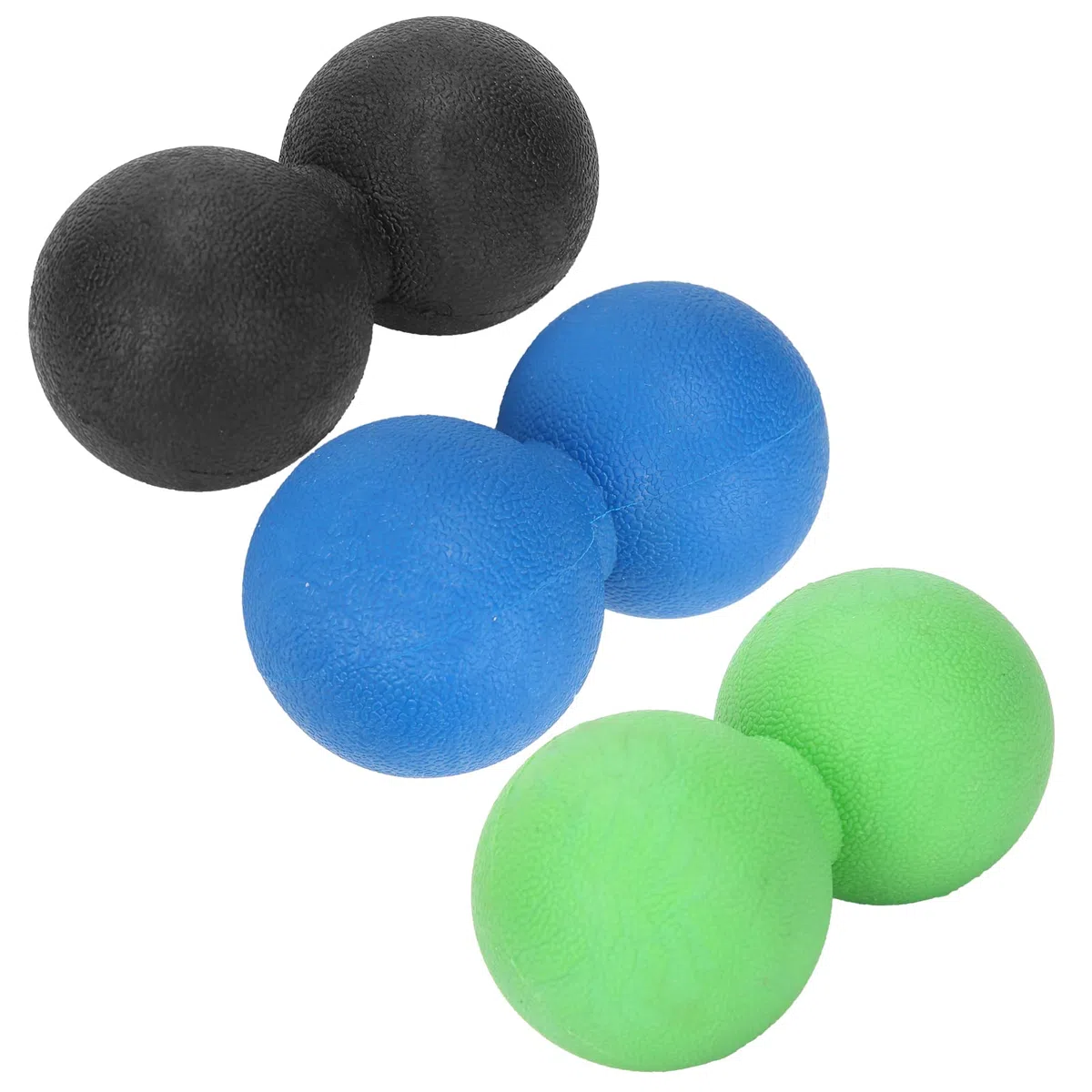 Lot de 3 Balles de Massage de Yoga TPR pour la Relaxation Musculaire et le Soulagement de la Douleur, Outil de Fitness Portable pour les Employés de Bureau et les Athlètes (noir + vert +
