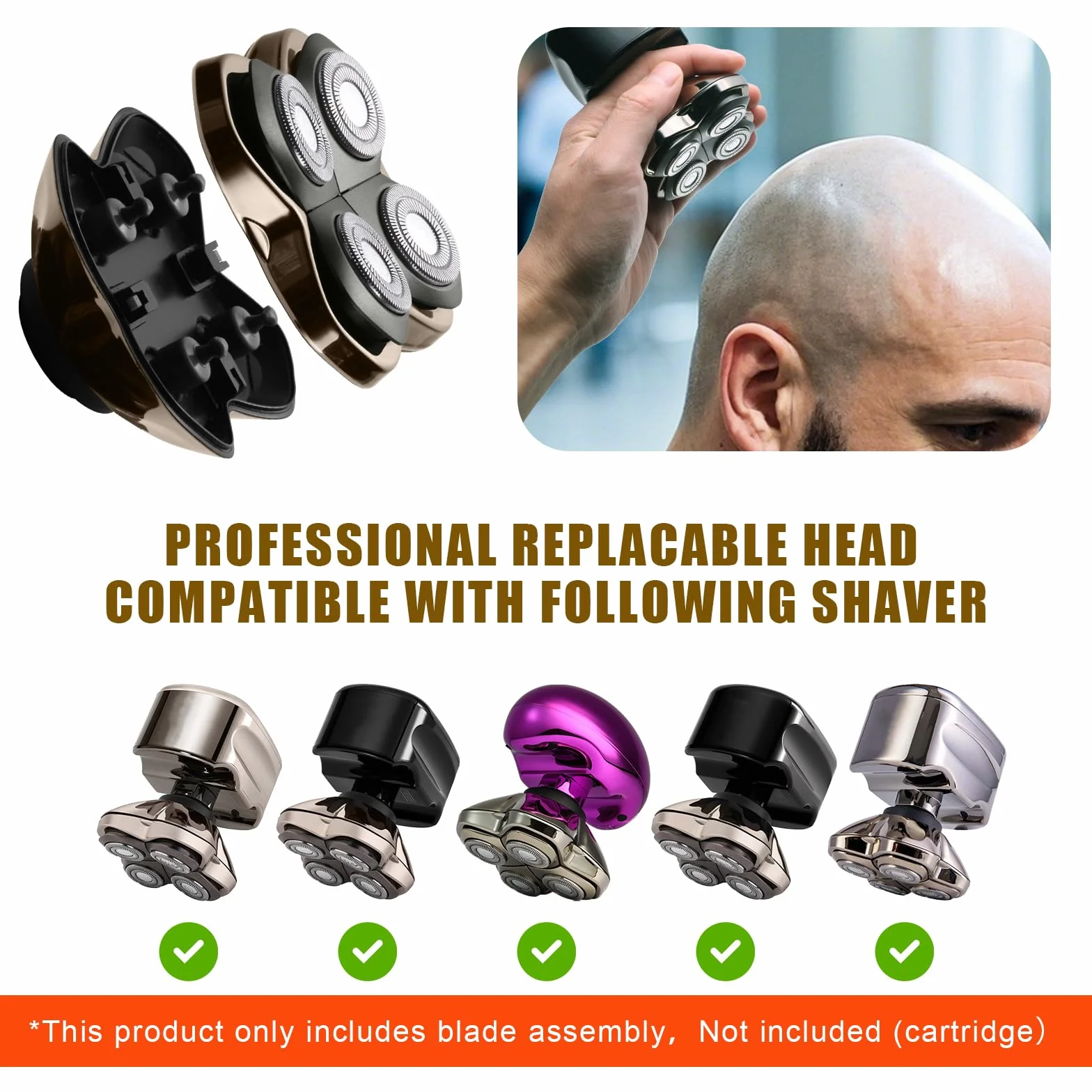 Lame de rechange pour tête de rasoir PRO 4 compatible avec les rasoirs Sk*ll Pitbull, Butterfly Kiss Pro et Palm, lame de rasoir pour rasoirs à tête chauve pour hommes, chambre non incluse (1 Pièce)