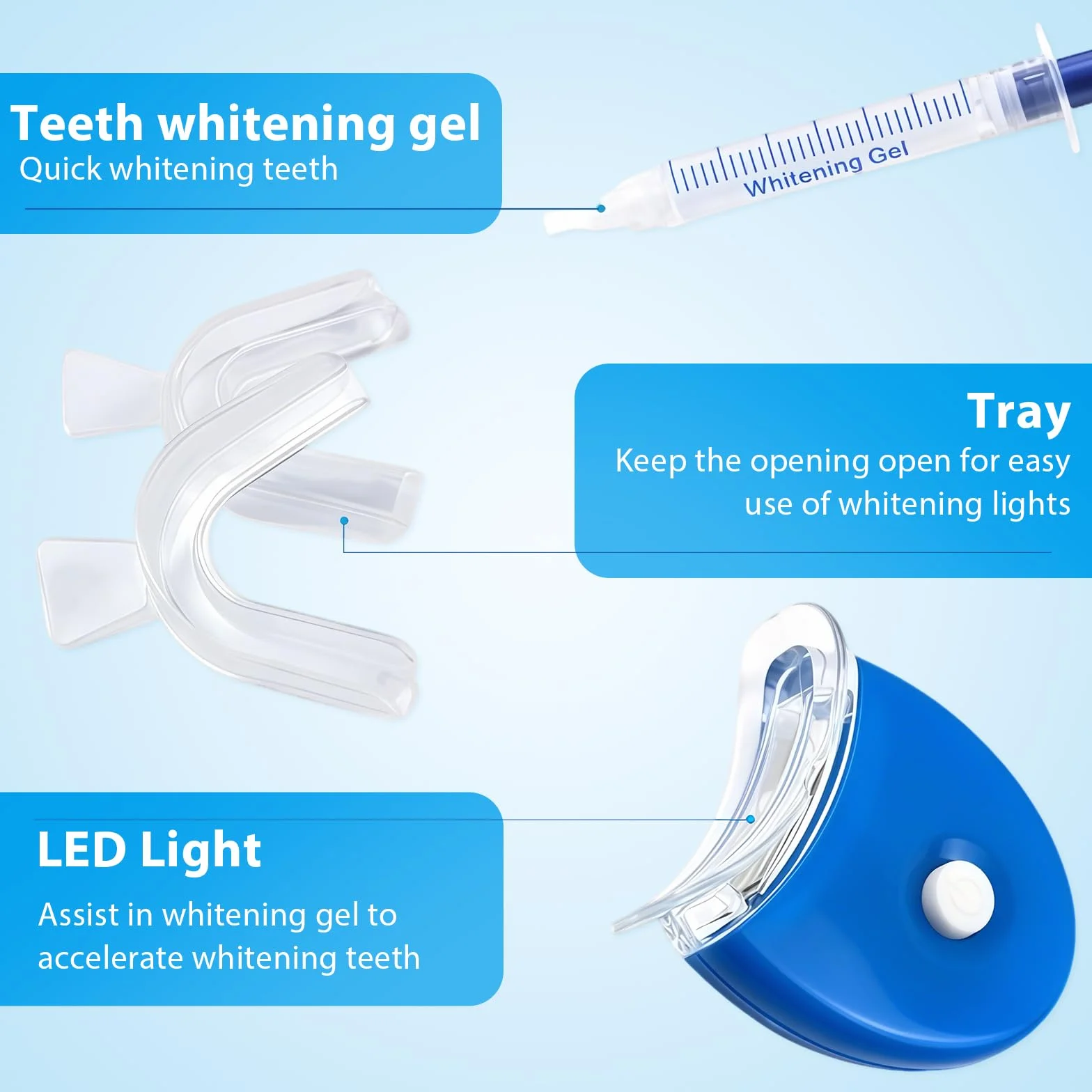 Kit de Blanchiment Dentaire, 10 Gels Blanchissants + 2 Plateaux Dentaires, Élimine les Taches Profondes, Soin blanchissant dentaire, Usage Quotidien