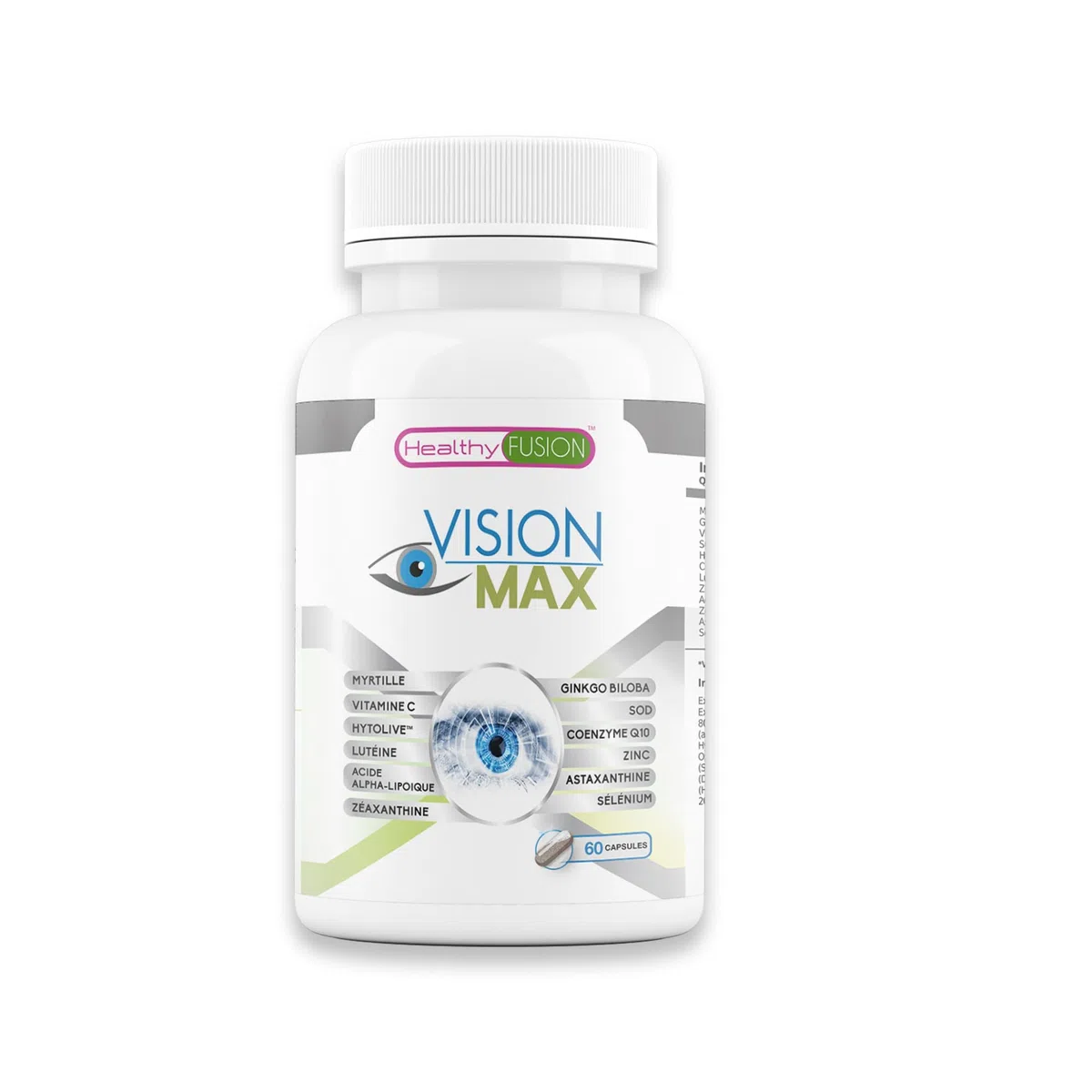 Healthy Fusion VisionMax | Vitamines pour les yeux | Lutéine, Myrtille Ginkgo Biloba | Hydratation oculaire avancée | Réduit la fatigue visuelle et améliore l’acuité | Protection oculaire | 60 gélules