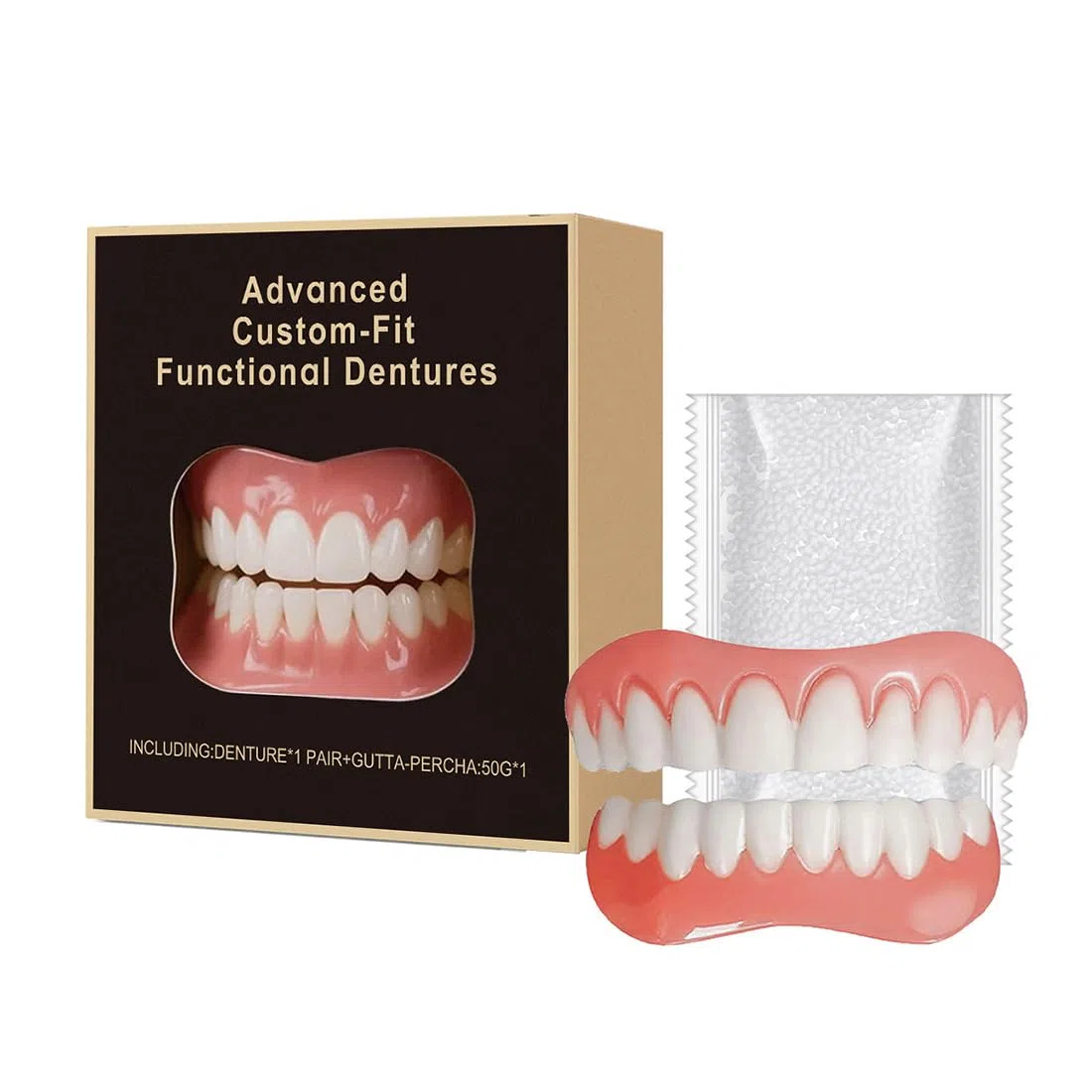 1 Set Prothese Dentaire À Clipser,Dents Amovibles À Clipser, Haut Et Bas Convient Dentier Silicone, Dentier Silicone Souple, Pour Toutes Les Occasions Sociales