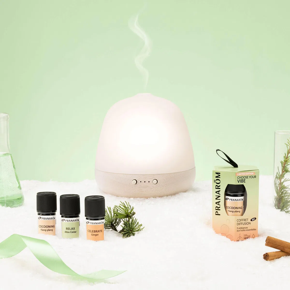 PRANARÔM - LES DIFFUSABLES - Coffret Choose your vibe - 3 synergies d'Huiles Essentielles - Diffusion - 3x5ML - BIO