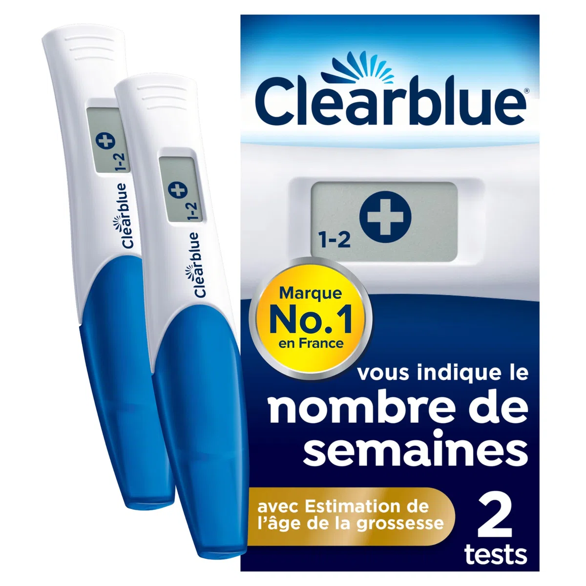 Clearblue Test De Grossesse Digital Avec Estimation De l’Âge De La Grossesse, Le Seul Test Qui Vous Indique Le Nombre De Semaines, 2 Tests Digitaux