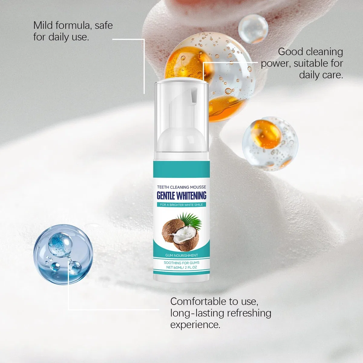 Mousse Douce For Blanchir Les Dents – Élimination Quotidienne Des Taches, Soins Bucco-dentaires For Une Haleine Fraîche, Application Facile Au Pinceau(3pcs)
